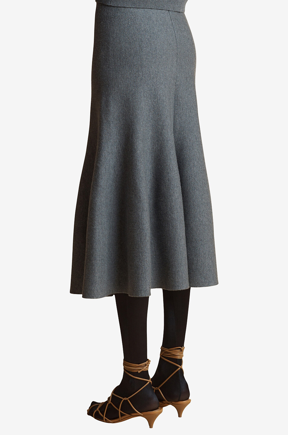KHAITE Jupe midi en maille The Odil Femme GRIS 3