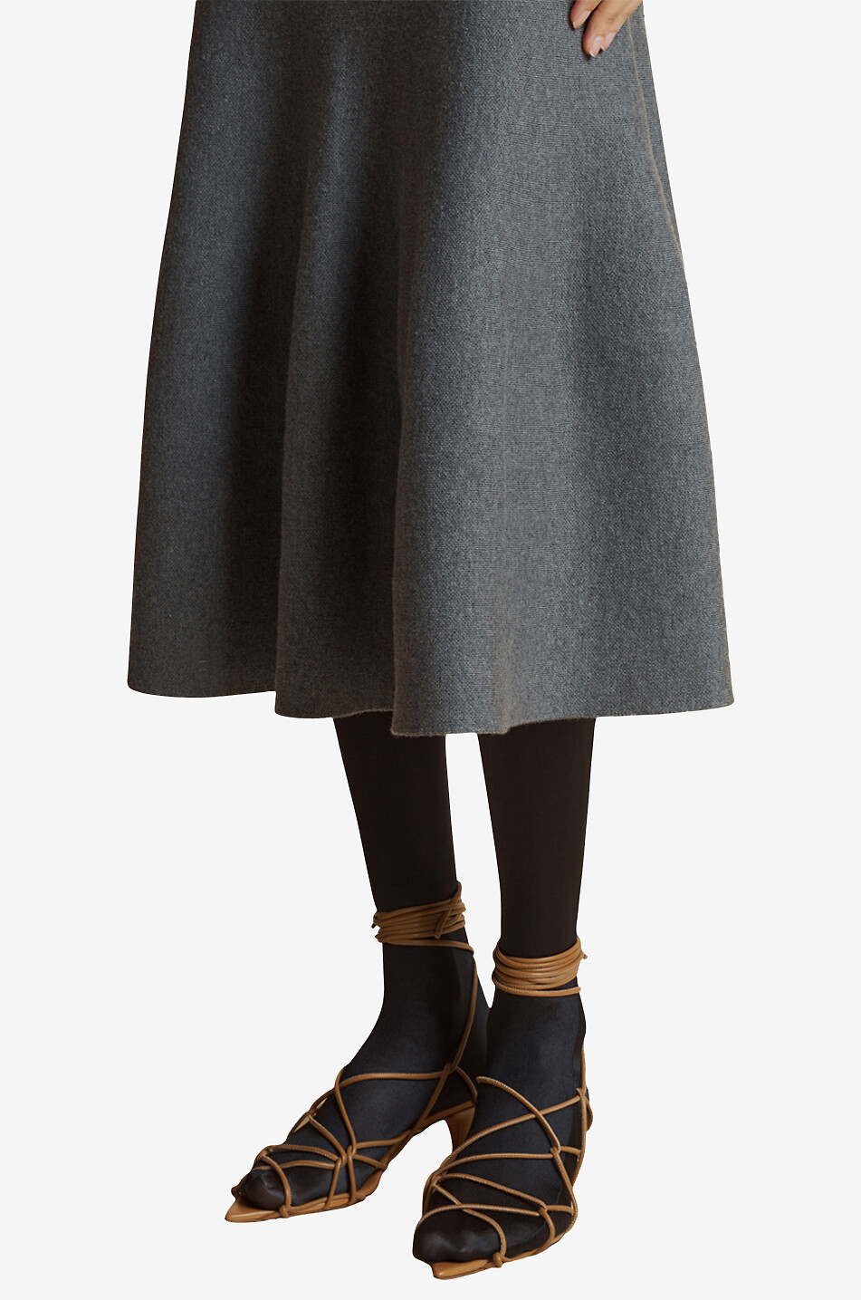 KHAITE Jupe midi en maille The Odil Femme GRIS 5