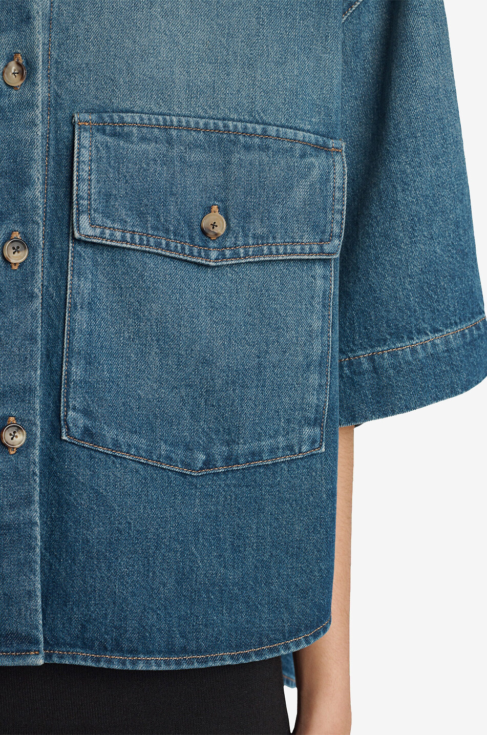 The Mahsha Stinson short-sleeved loose denim overshirt - KHAITE 