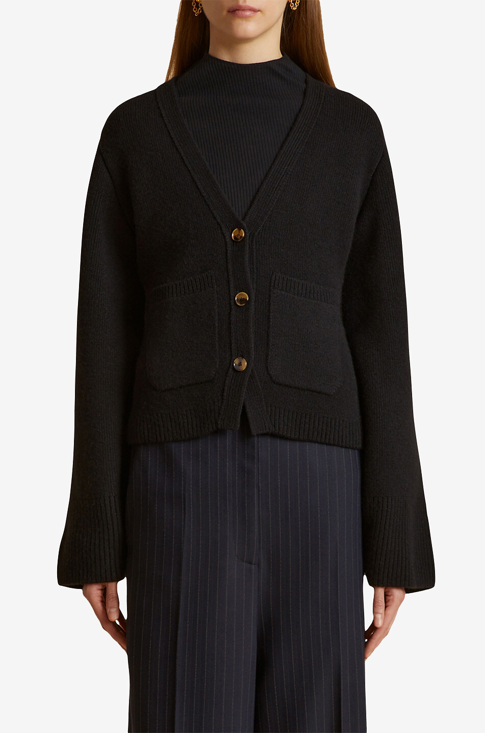 KHAITE The Scarlet button-down V-neck cashmere cardigan Women BLACK 2