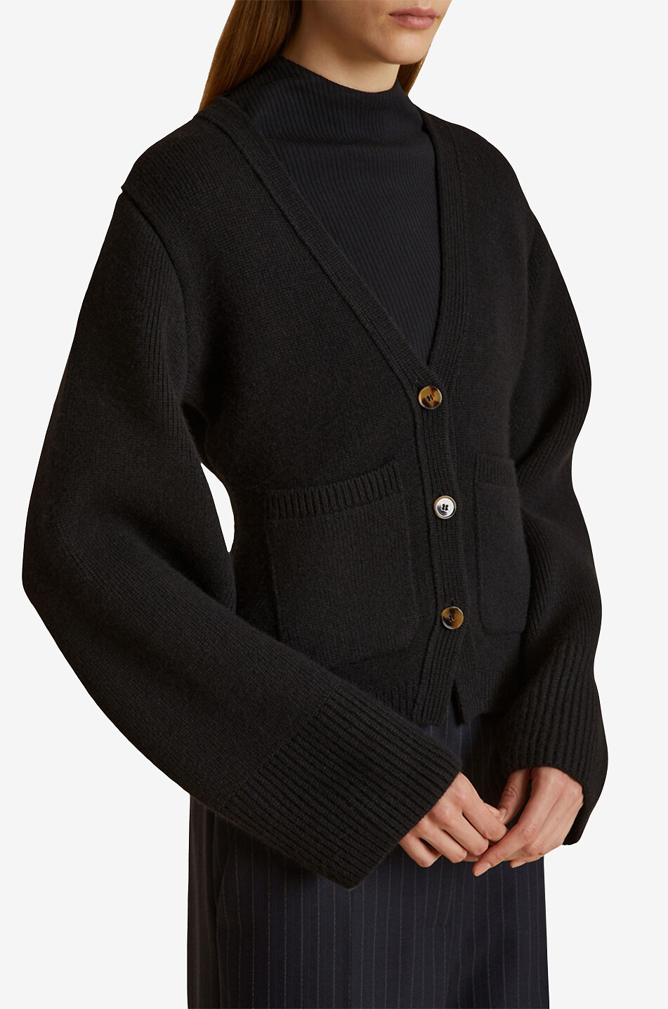 KHAITE The Scarlet button-down V-neck cashmere cardigan Women BLACK 3