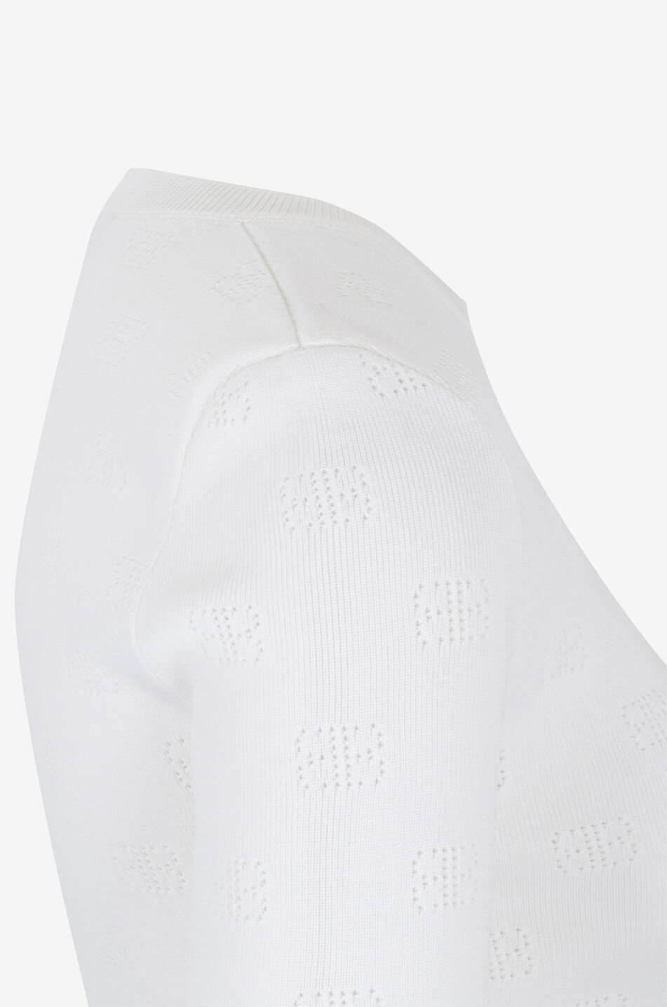 BALENCIAGA Verkürzter Kurzarm-Lochstrick-Schlauchpullover BB Damen WEISS 3