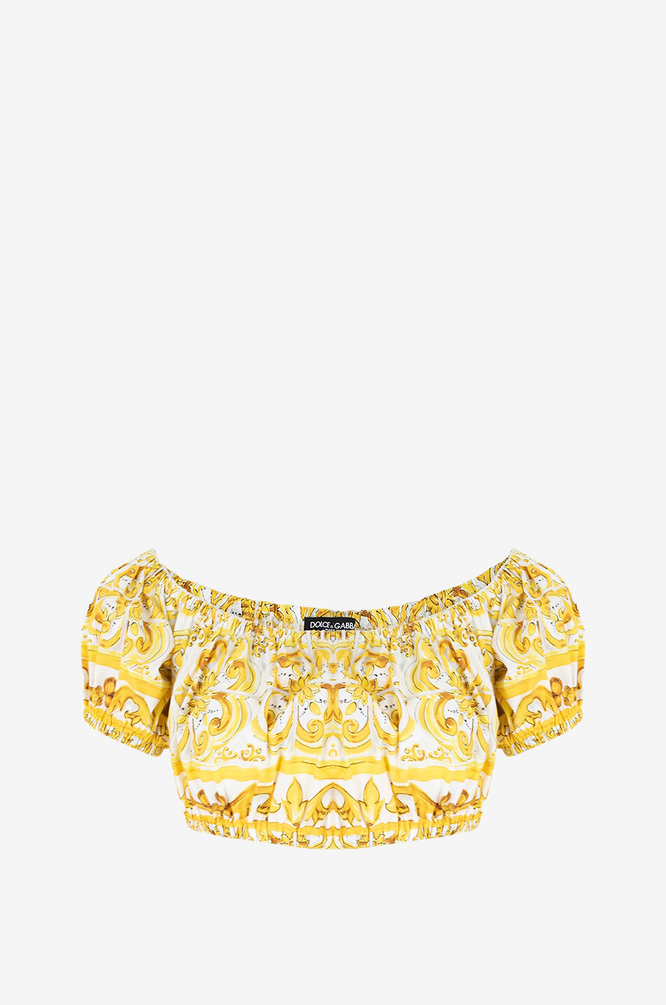 Majolica printed cropped poplin top