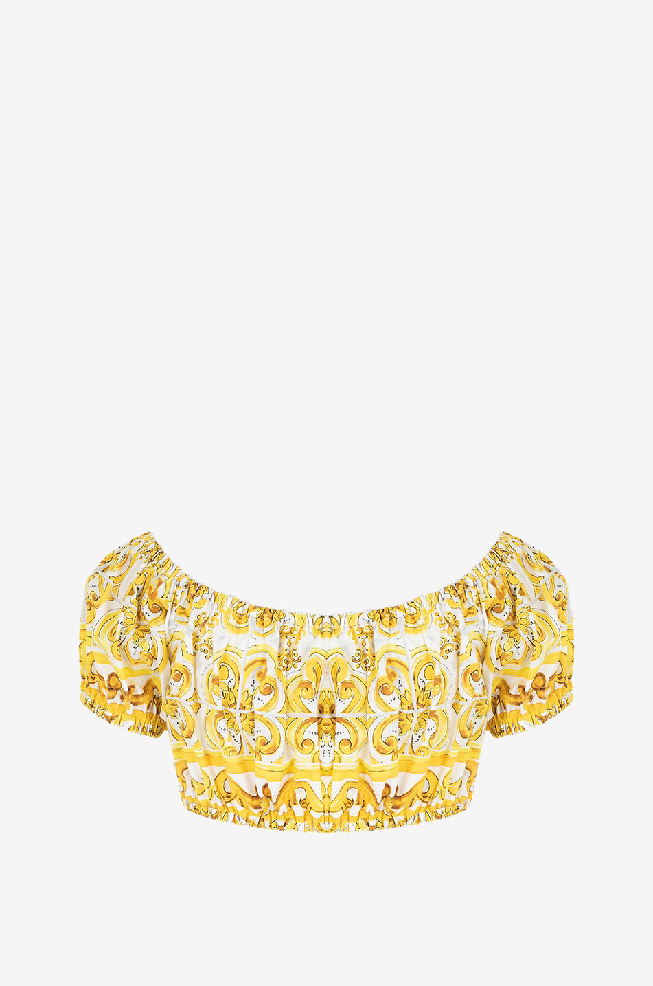 DOLCE & GABBANA Majolica printed cropped poplin top Women YELLOW 2