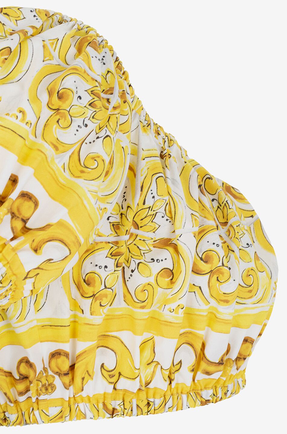 DOLCE & GABBANA Majolica printed cropped poplin top Women YELLOW 3