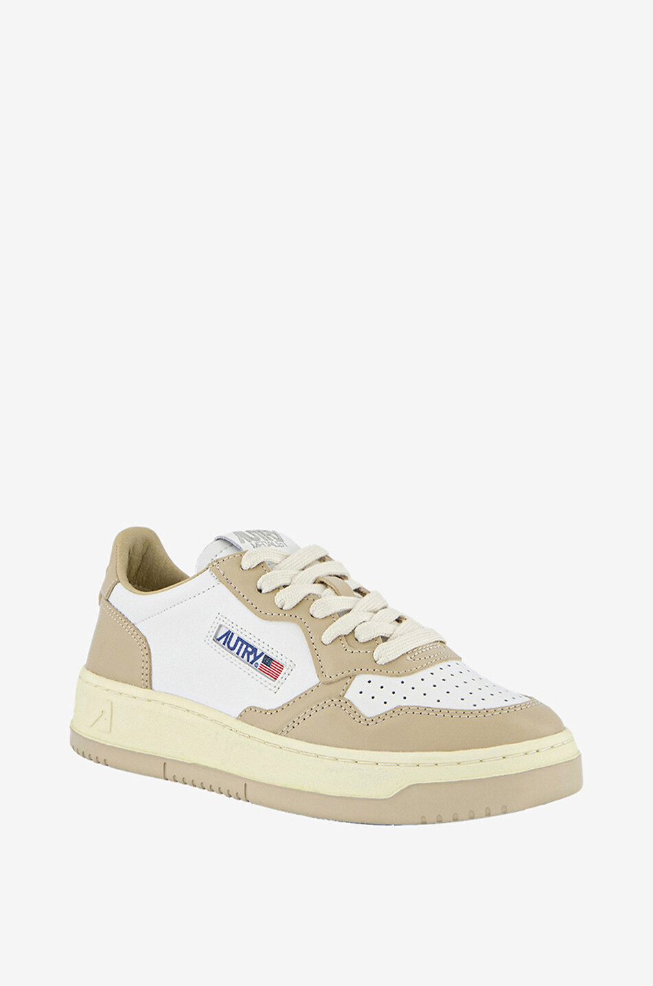 AUTRY Niedrige zweifarbige Schnürsneakers Medalist Damen [akeneo-beigefonce] 1