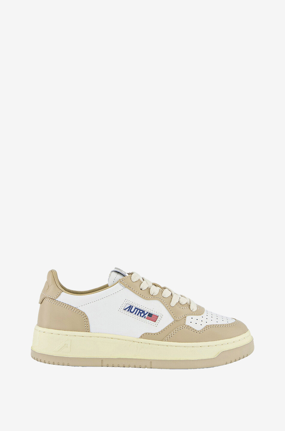 AUTRY Niedrige zweifarbige Schnürsneakers Medalist Damen [akeneo-beigefonce] 2