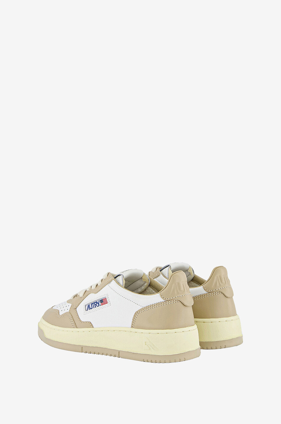 AUTRY Niedrige zweifarbige Schnürsneakers Medalist Damen [akeneo-beigefonce] 3