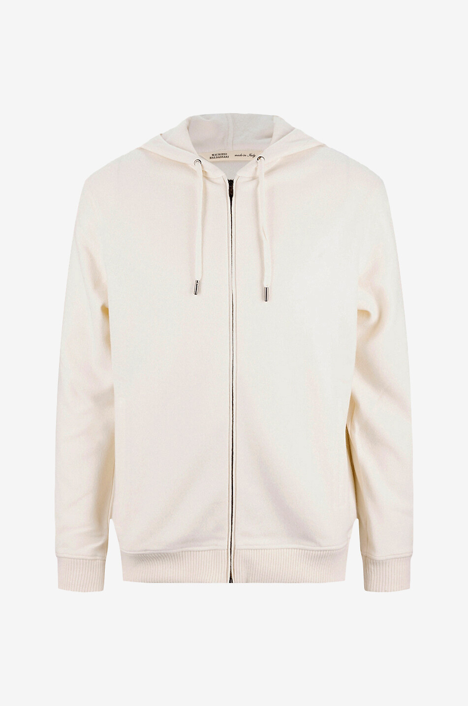 MAURIZIO BALDASSARI Sweat-shirt zippé à capuche en cachemire Homme BLANC CASSE 1