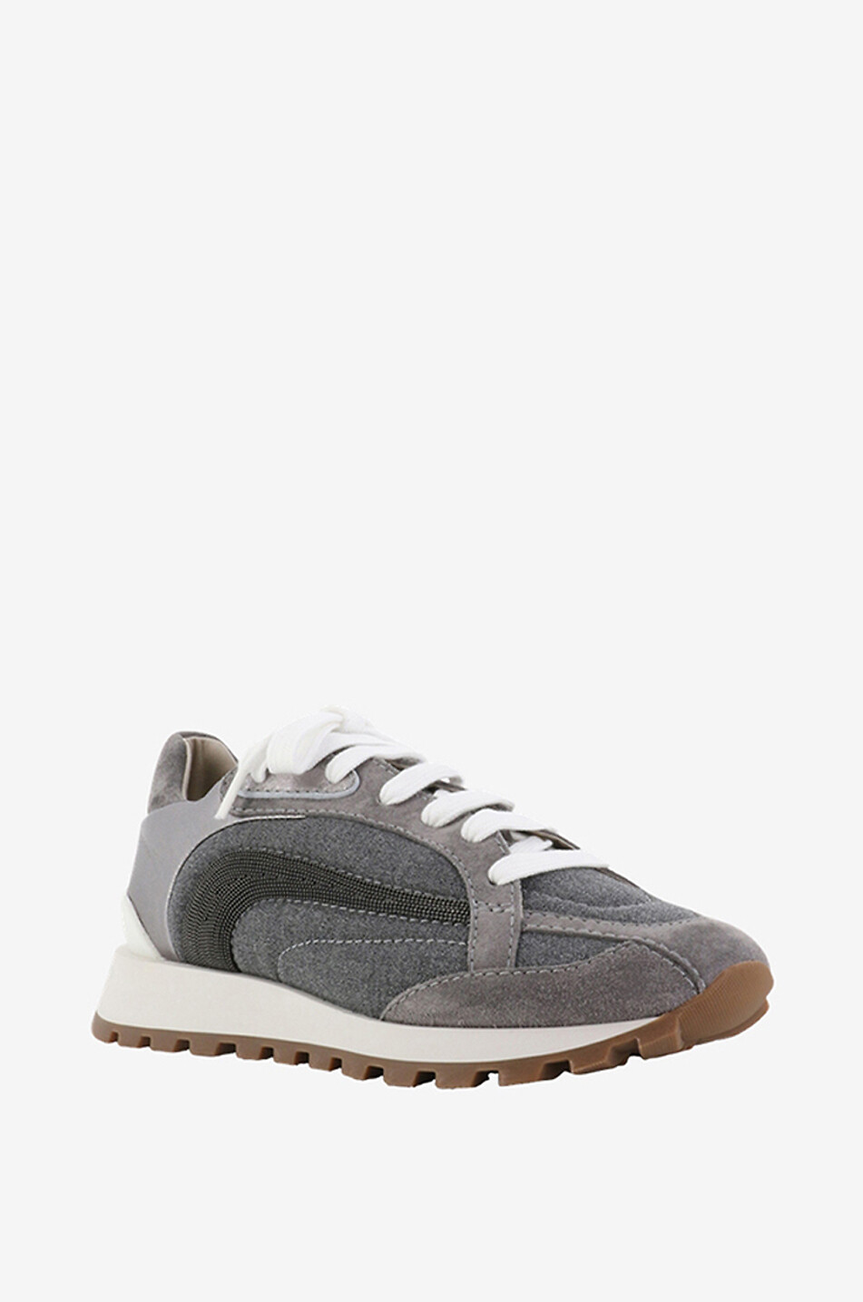 Monili wool and metallic leather sneakers