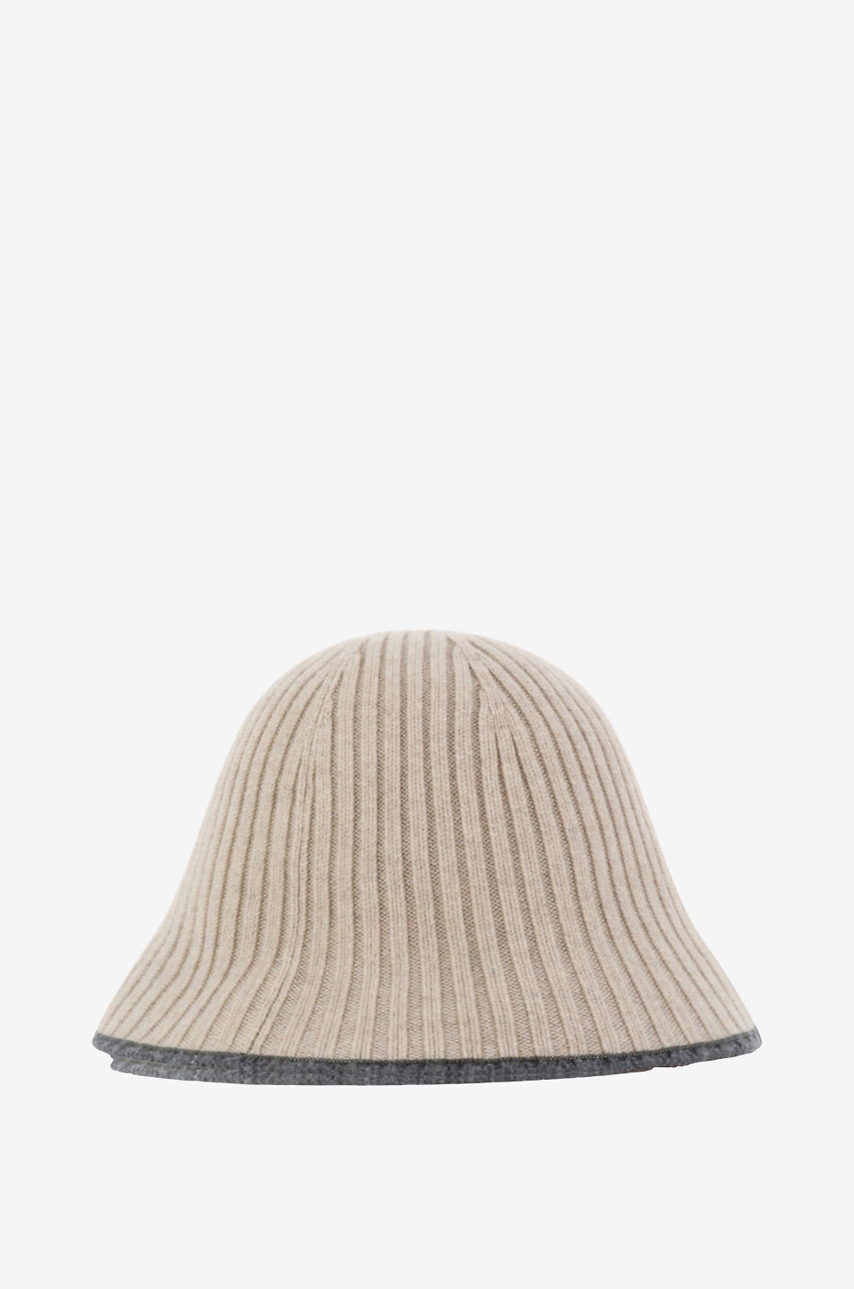 BRUNELLO CUCINELLI Bob en maille côtelée de laine et cachemire Femme CAMEL 1