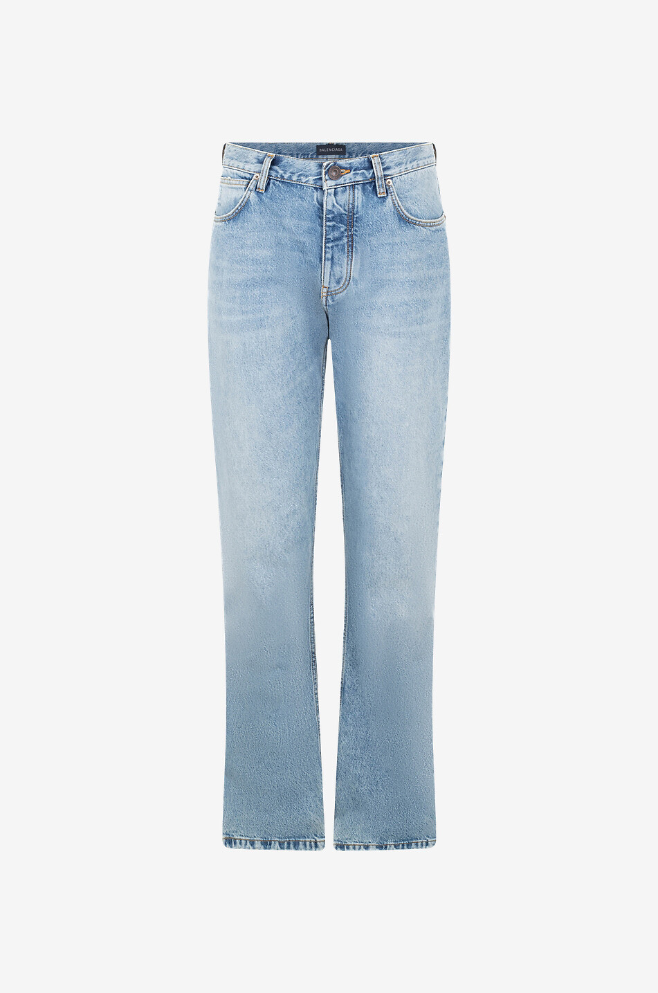 Jean droit taille basse déchiré en coton bio