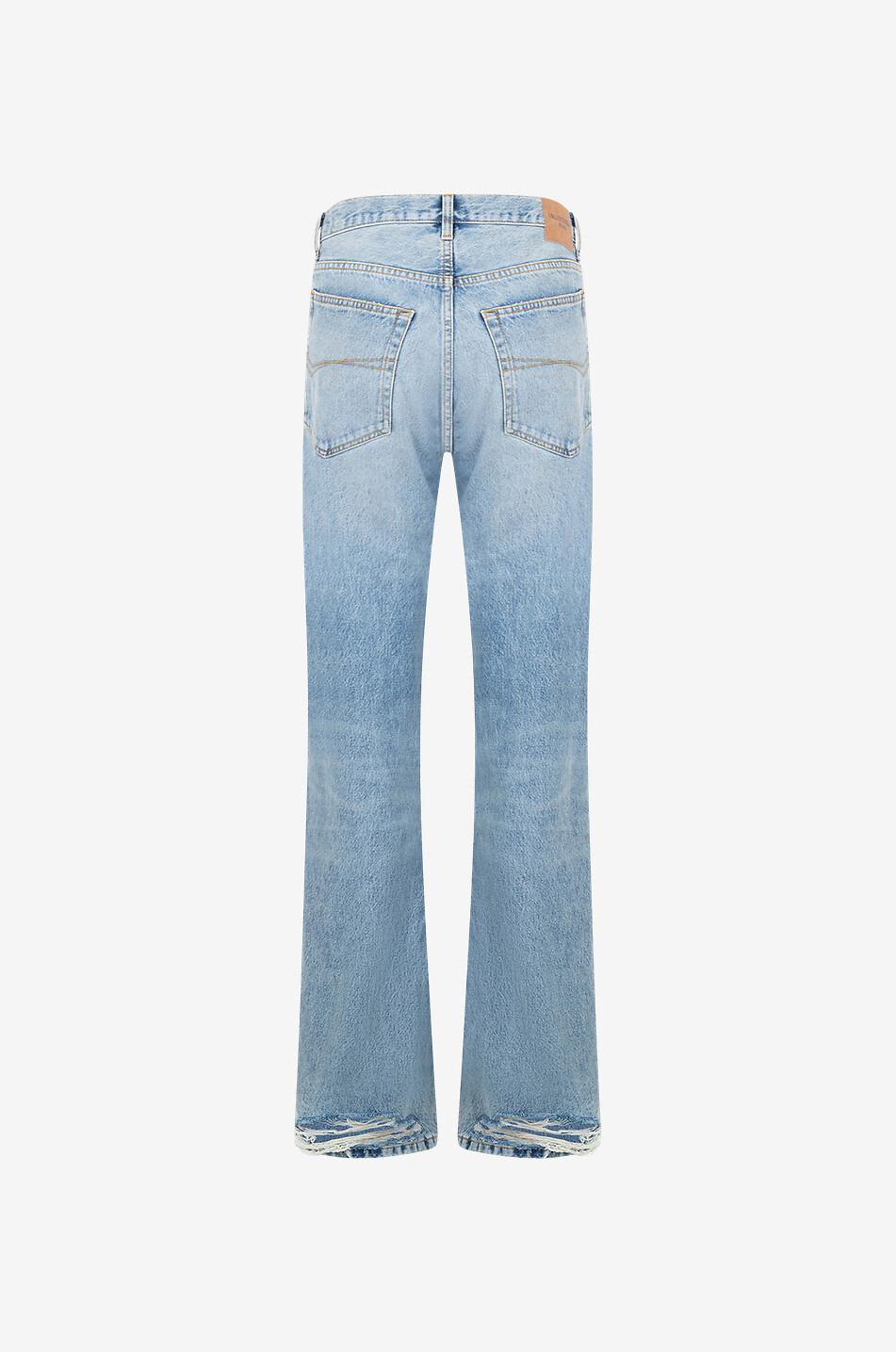 Jean droit taille basse déchiré en coton bio