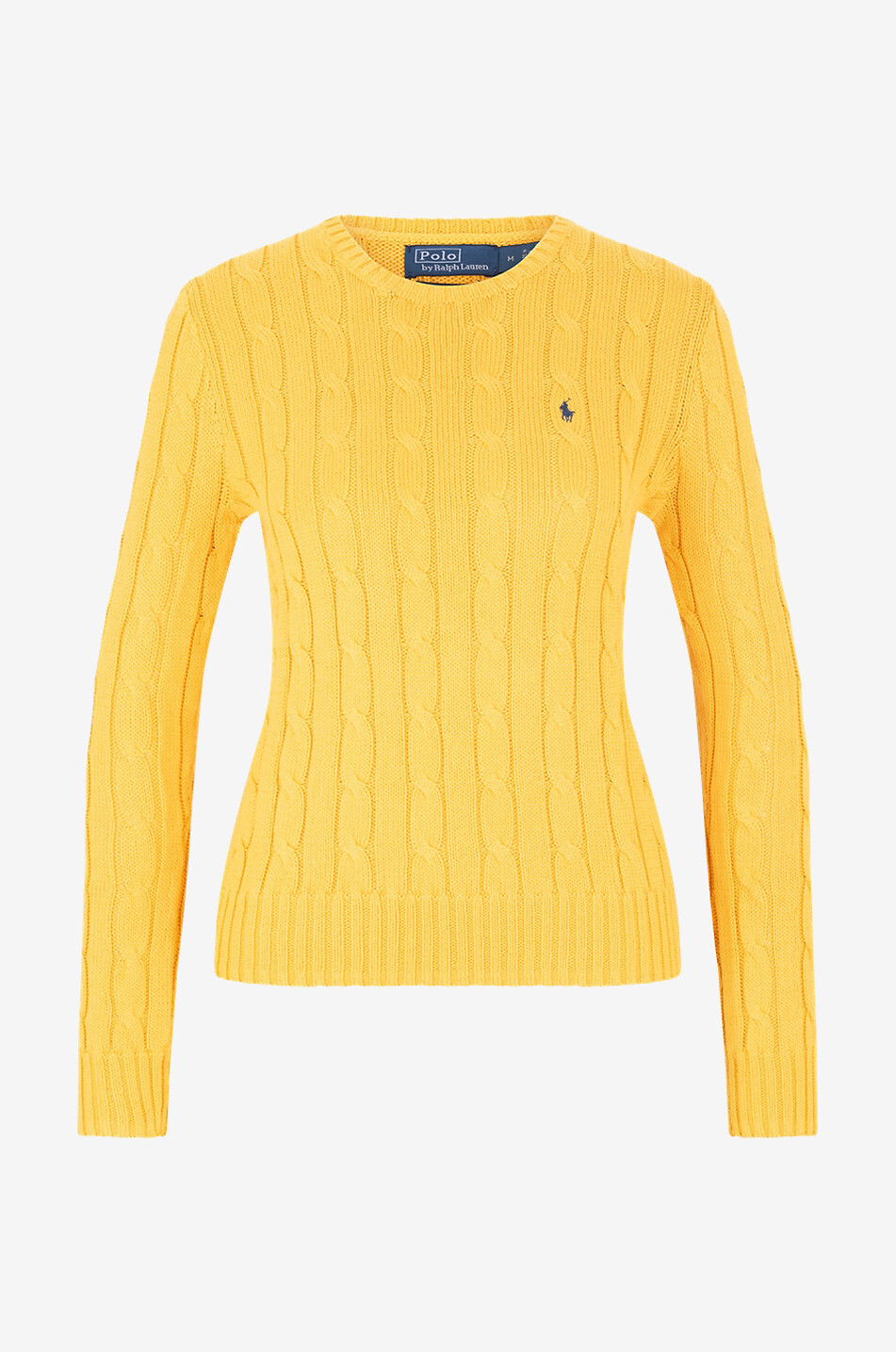 Pony crewneck cable-knit cotton jumper