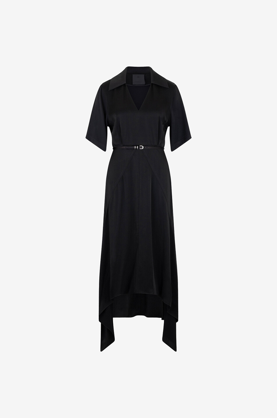 Robe midi asymétrique en crêpe et satin Voyou