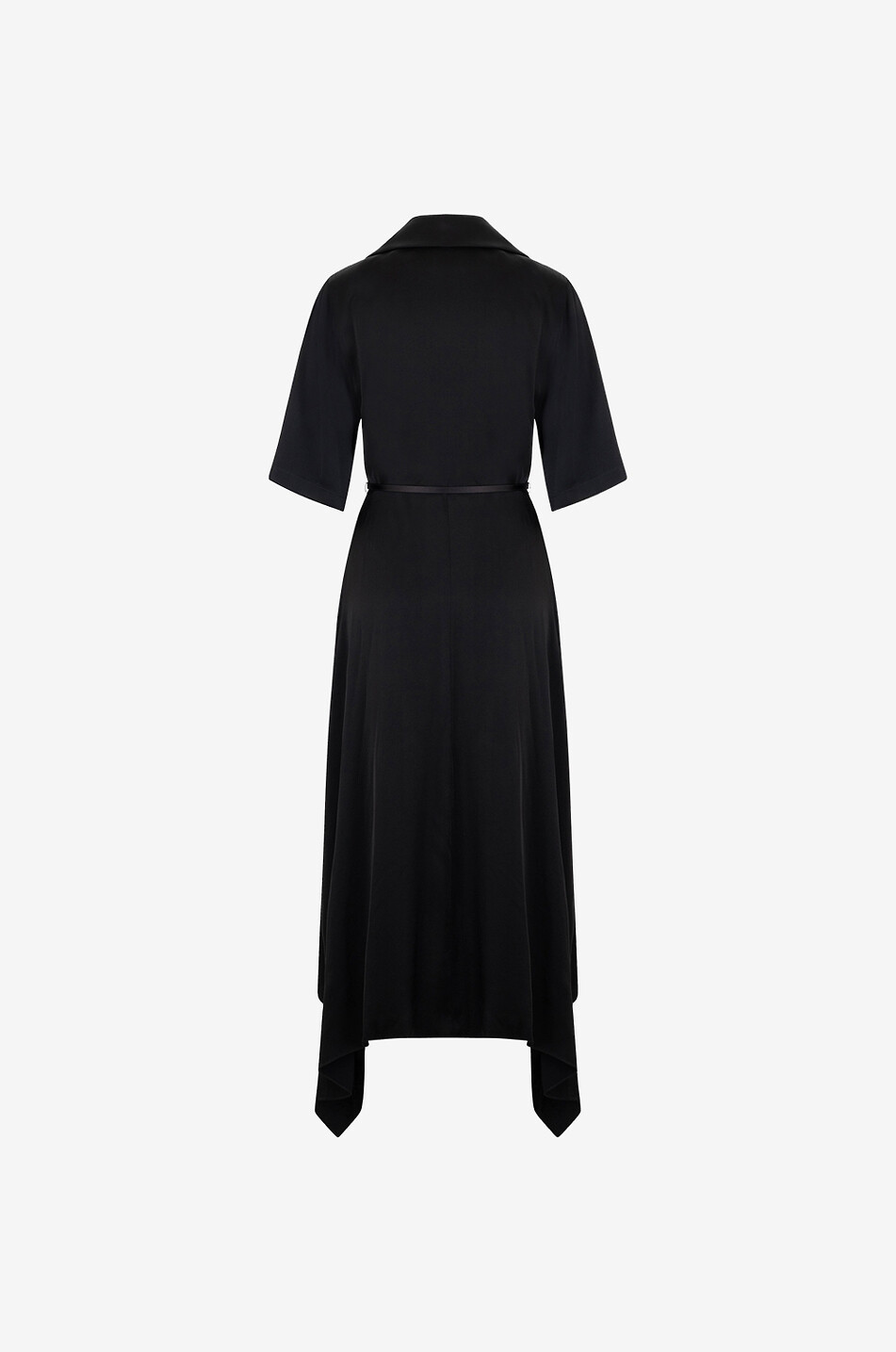 GIVENCHY Robe midi asymétrique en crêpe et satin Voyou Femme NOIR 2