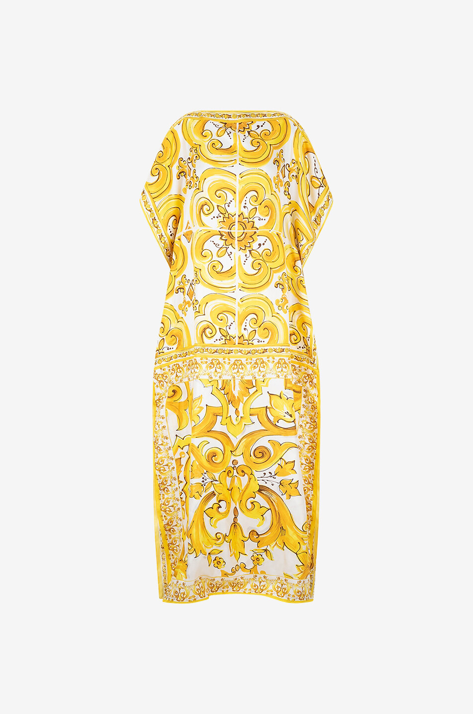DOLCE & GABBANA Caftan en sergé de soie imprimé Majoliques Femme JAUNE 1