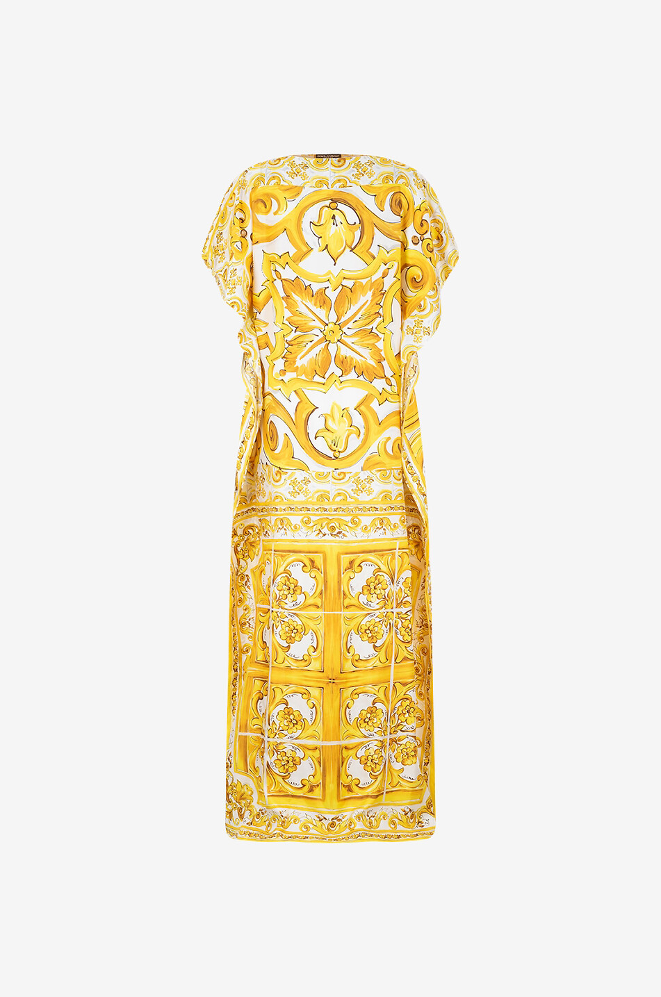 DOLCE & GABBANA Caftan en sergé de soie imprimé Majoliques Femme JAUNE 2