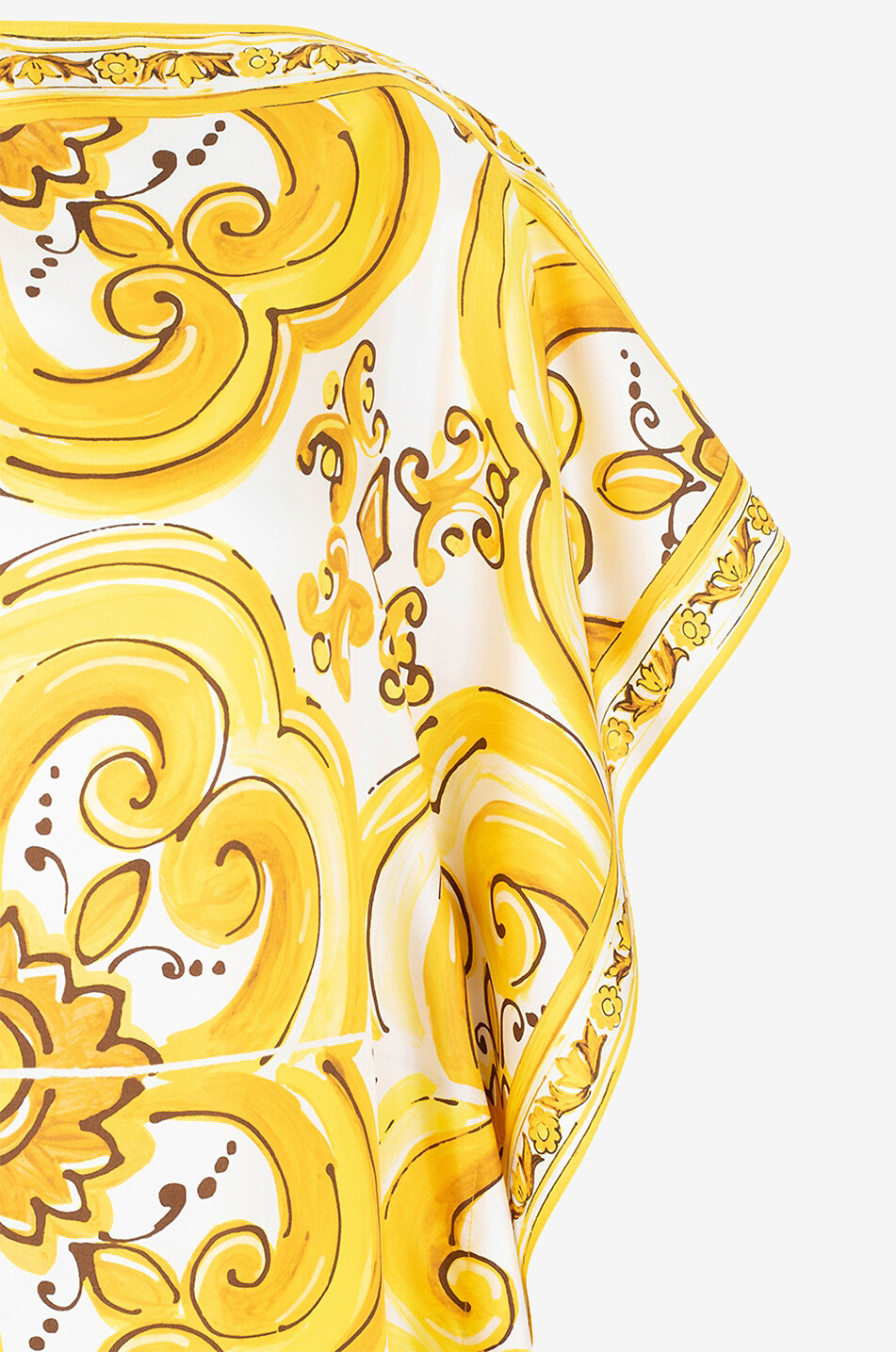 DOLCE & GABBANA Caftan en sergé de soie imprimé Majoliques Femme JAUNE 3
