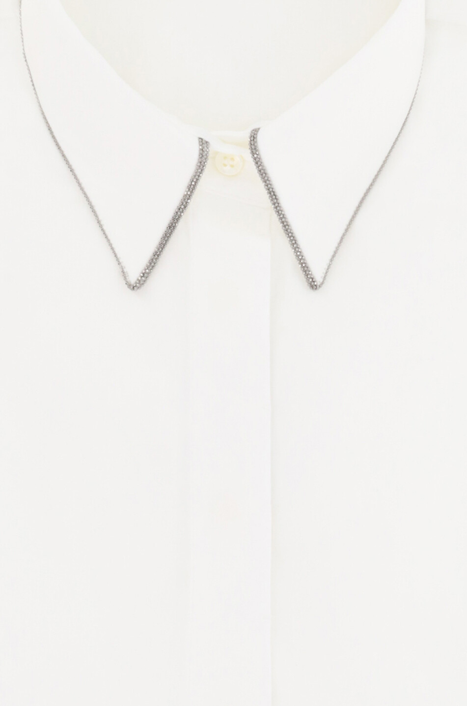 BRUNELLO CUCINELLI Schmales Popeline-Stretch-Hemd mit besticktem Kragen Monili Damen WEISS 2