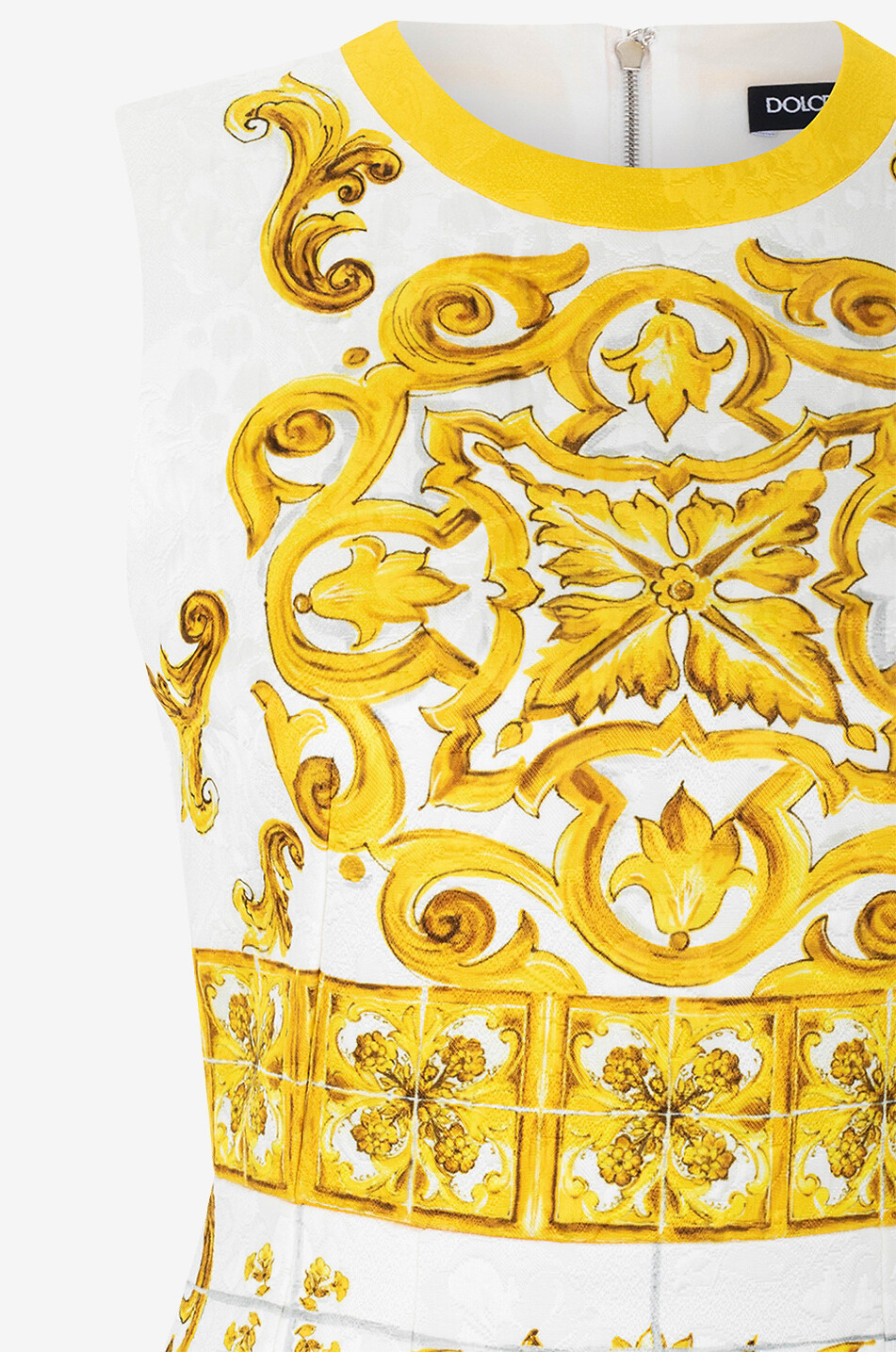 DOLCE & GABBANA Majolica printed mini sheath dress in brocade Women YELLOW 3
