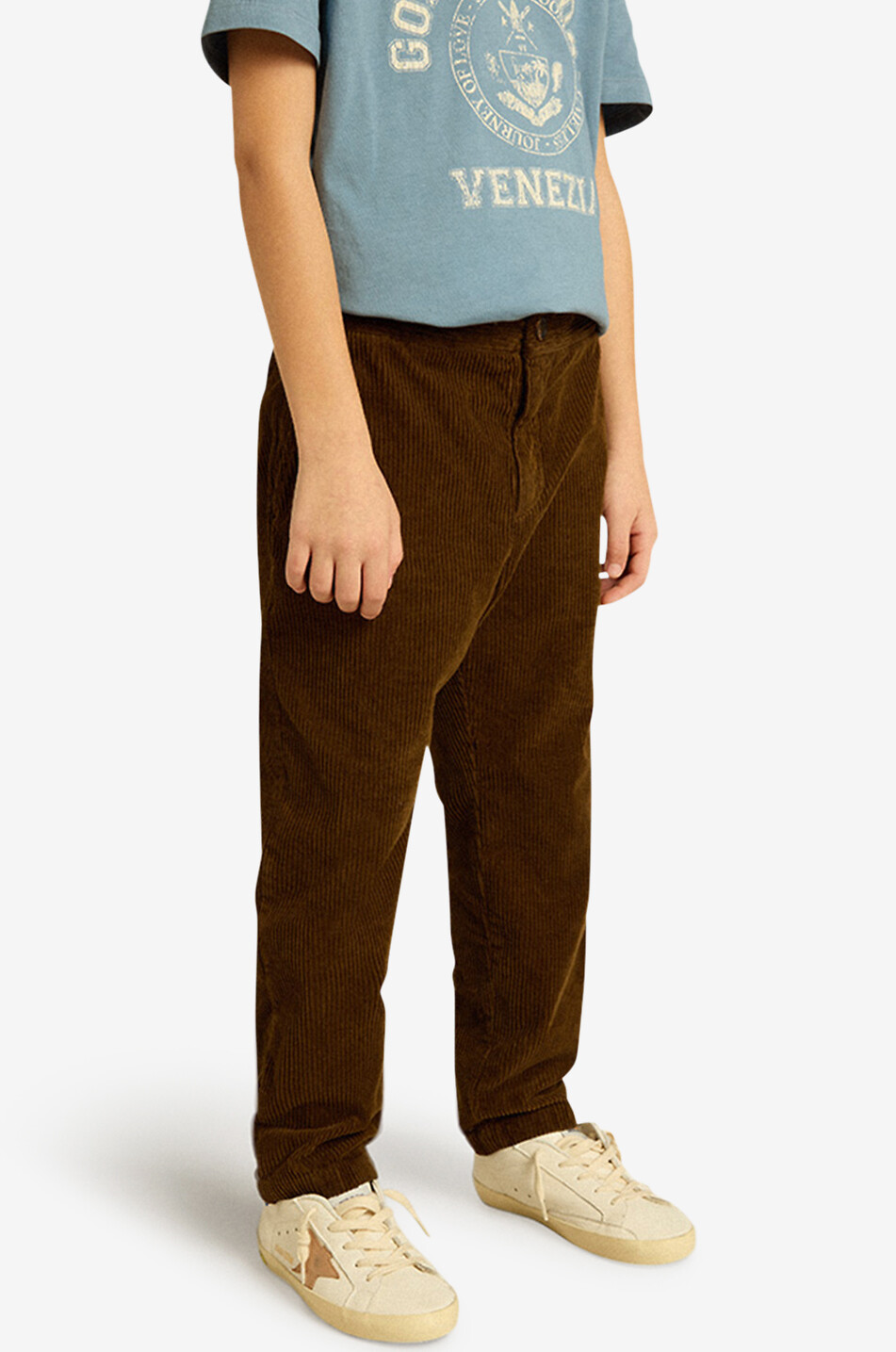 Pantalon droit en velours côtelé garçon Golden Goose Keys