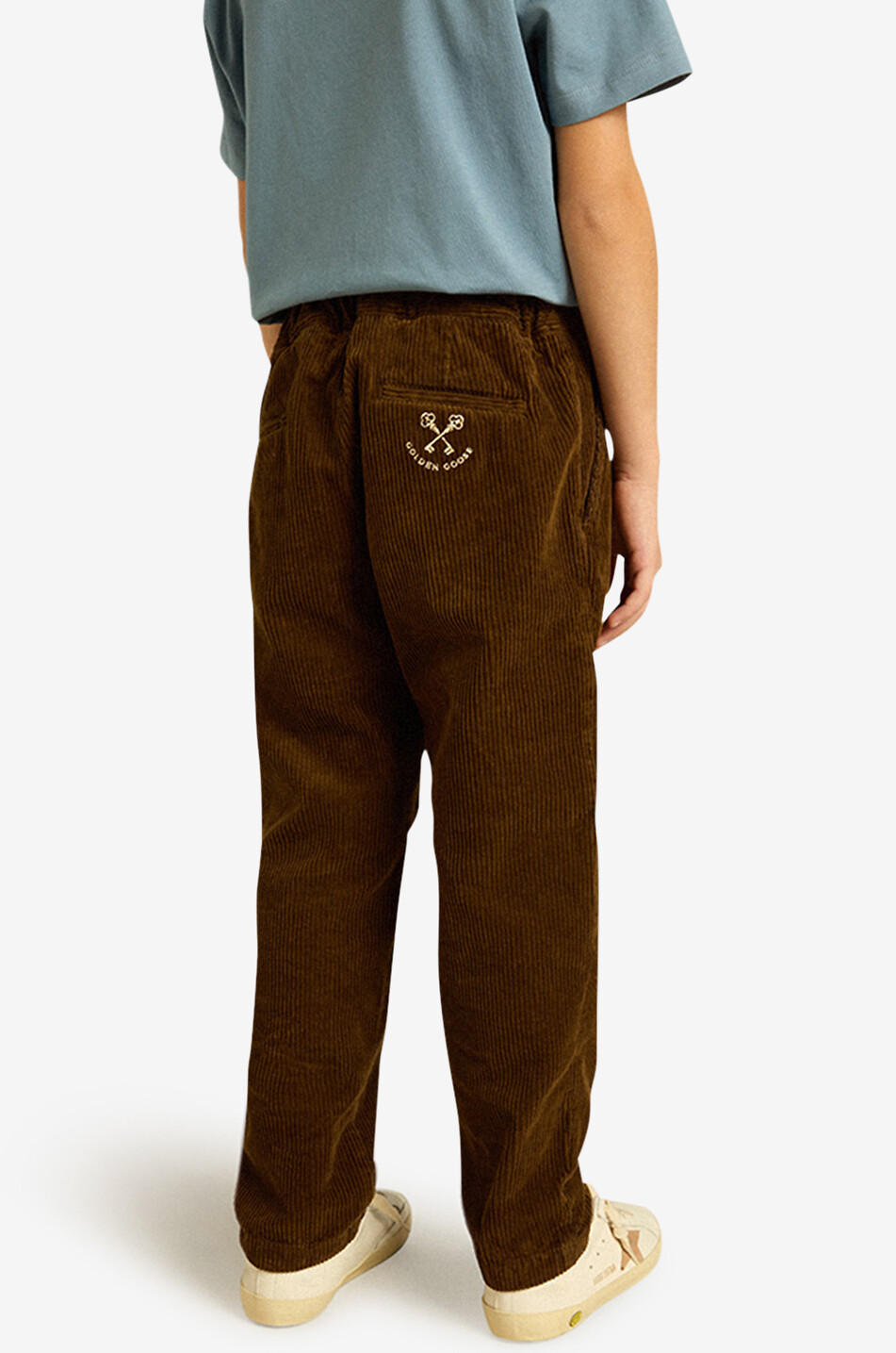 Pantalon droit en velours côtelé garçon Golden Goose Keys