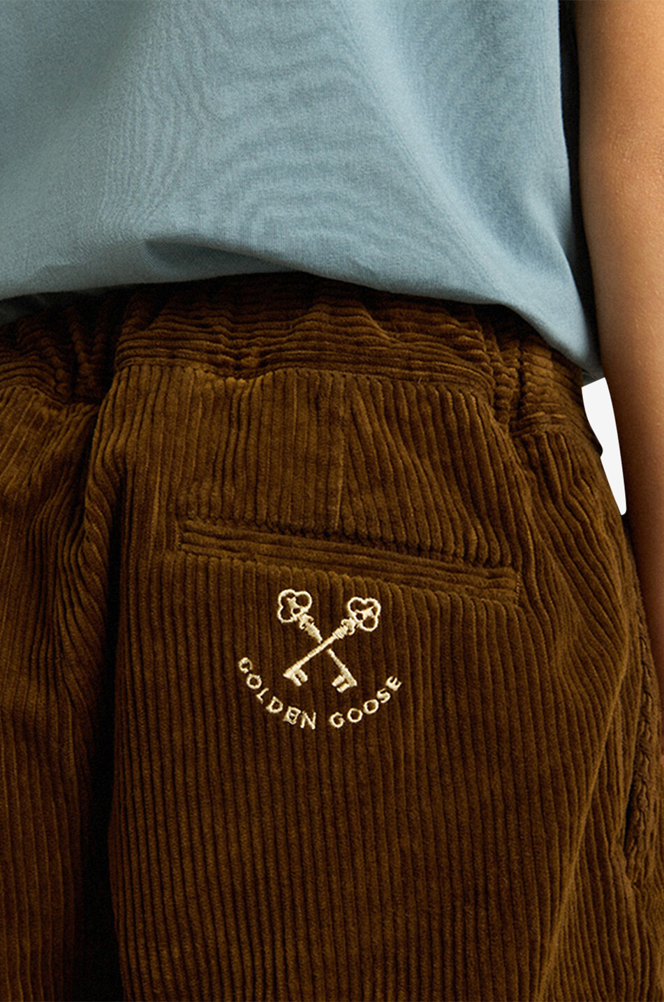 Pantalon droit en velours côtelé garçon Golden Goose Keys