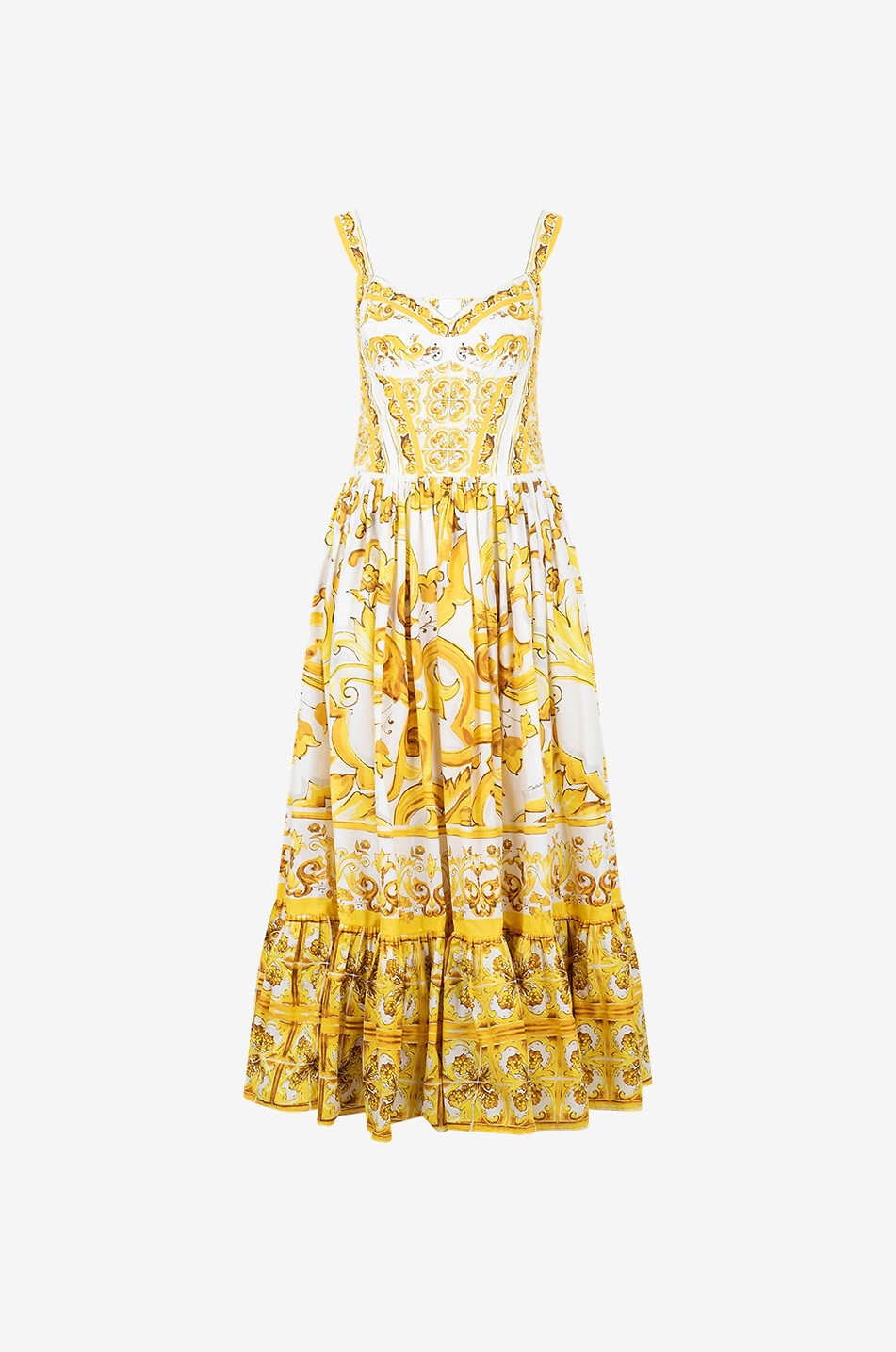 DOLCE & GABBANA Majolica poplin bustier midi dress Women YELLOW 1