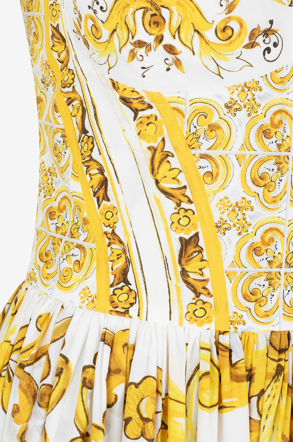 DOLCE & GABBANA Majolica poplin bustier midi dress Women YELLOW 3