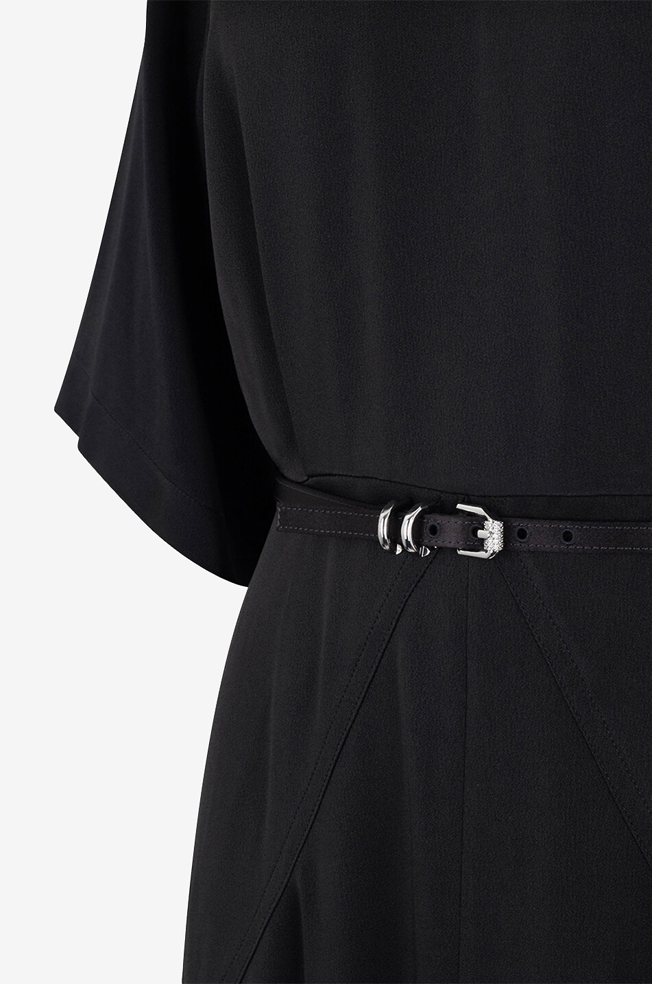 GIVENCHY Robe midi asymétrique en crêpe et satin Voyou Femme NOIR 3