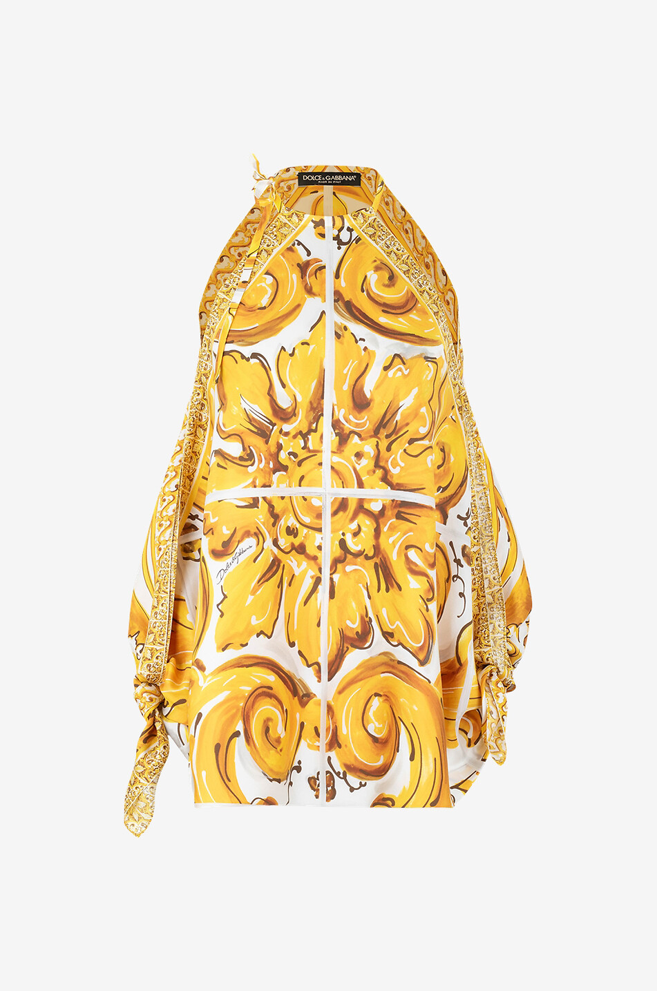 Top en sergé de soie à encolure américaine Majoliques