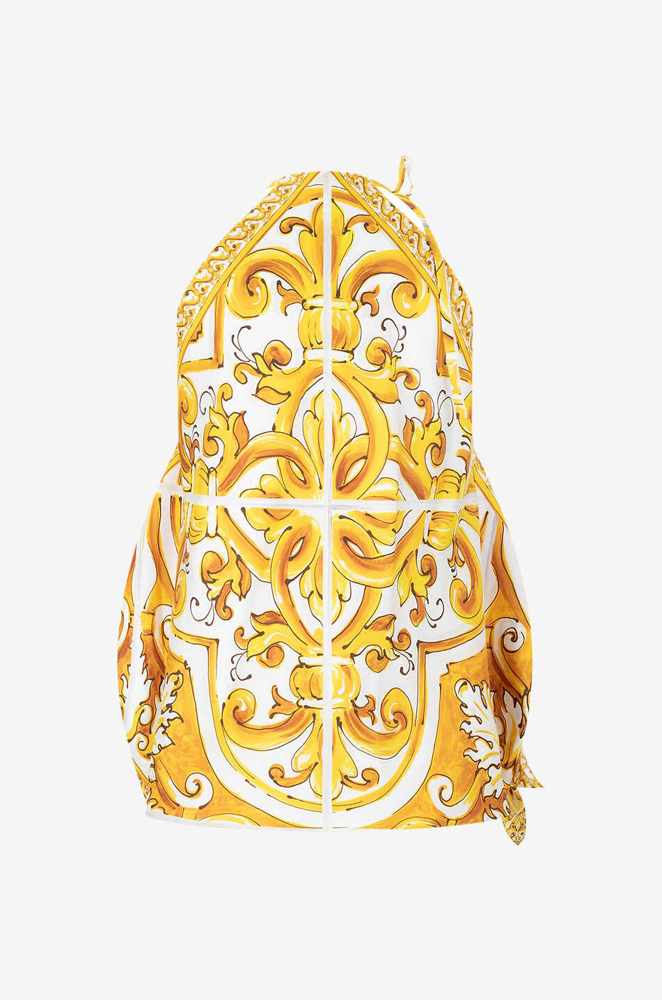 DOLCE & GABBANA Majolica halterneck silk twill top Women YELLOW 2