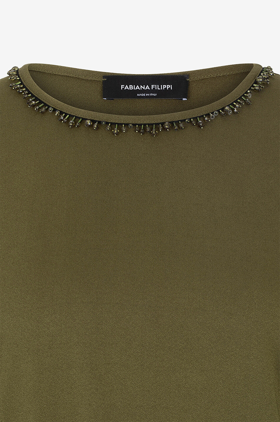 FABIANA FILIPPI Top fluide en crêpe orné de perles de verre Femme KAKI FONCÉ 6