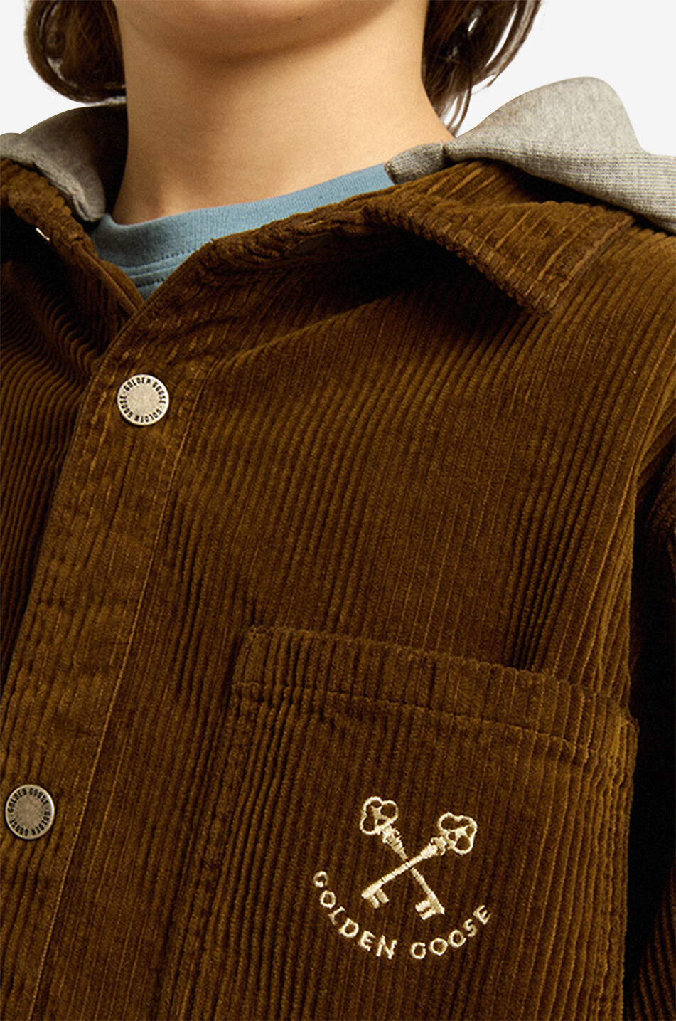 Veste chemise en velours côtelé à capuche garçon Golden Goose Keys