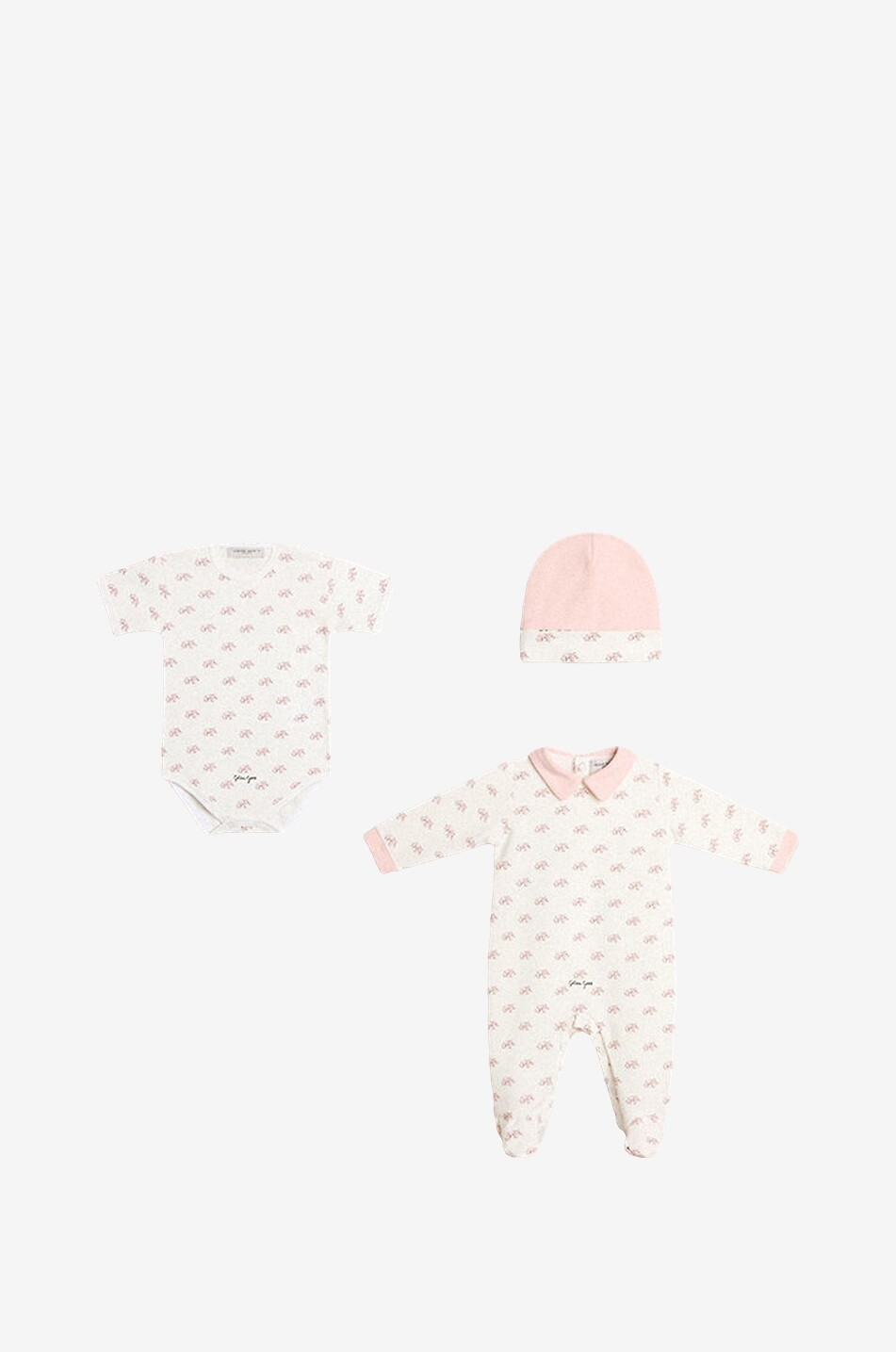 GOLDEN GOOSE Elephant beanie bodysuit and all-in-one baby set Baby LIGHT PINK 1