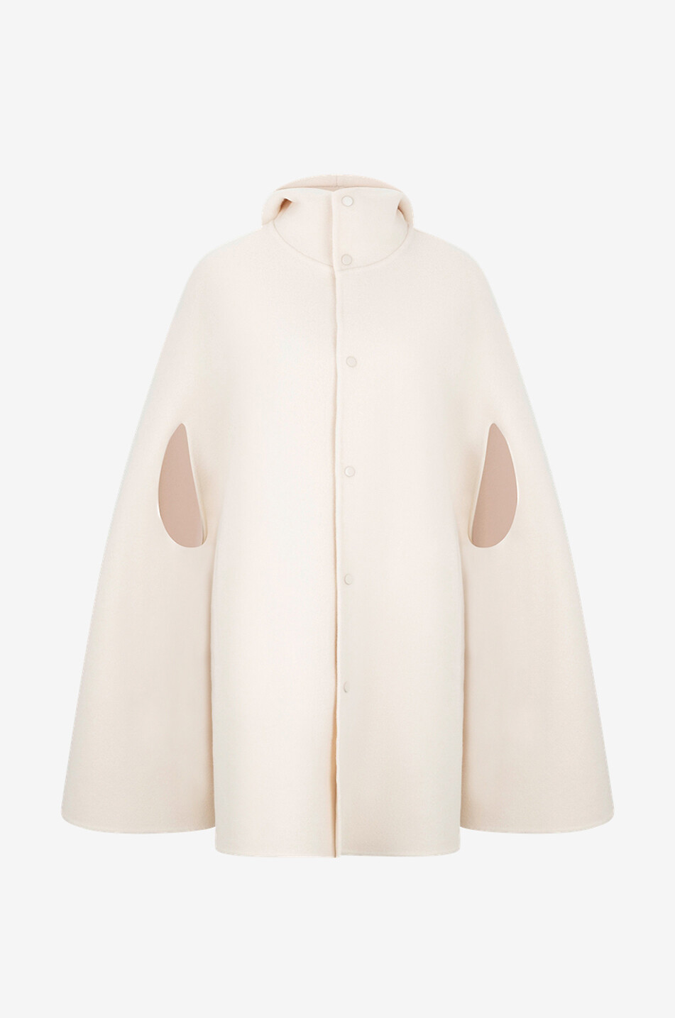 Hooded double-layer wool cape