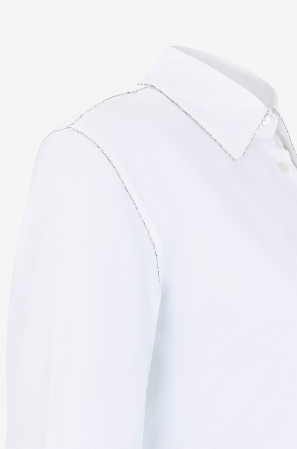 FABIANA FILIPPI Tailliertes Popeline-Hemd mit Diamante-Fadendetails Damen WEISS 3