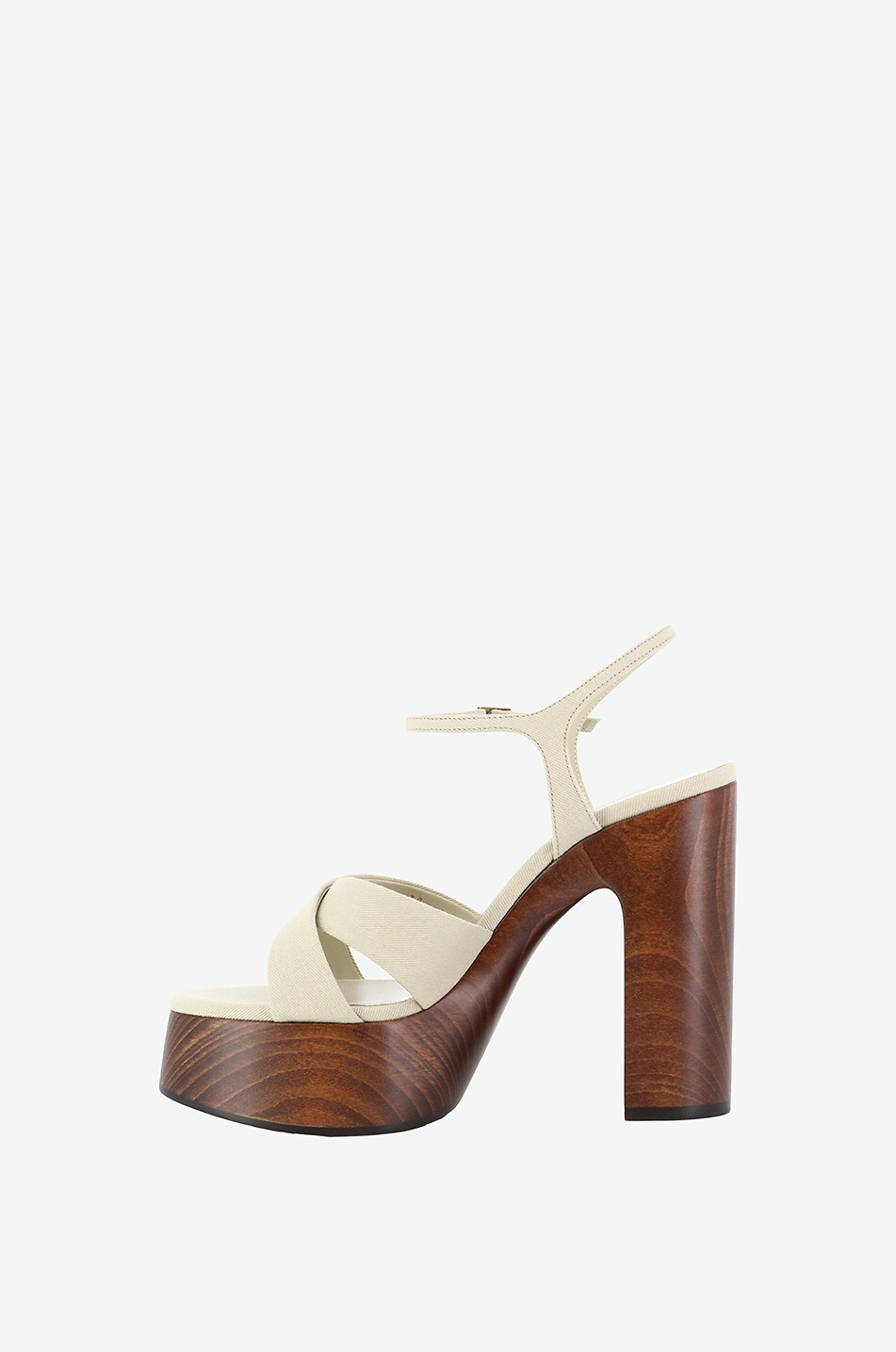 SAINT LAURENT PARIS Plateausandalen aus Canvas mit Absatz Bianca 85 Damen BEIGE 3