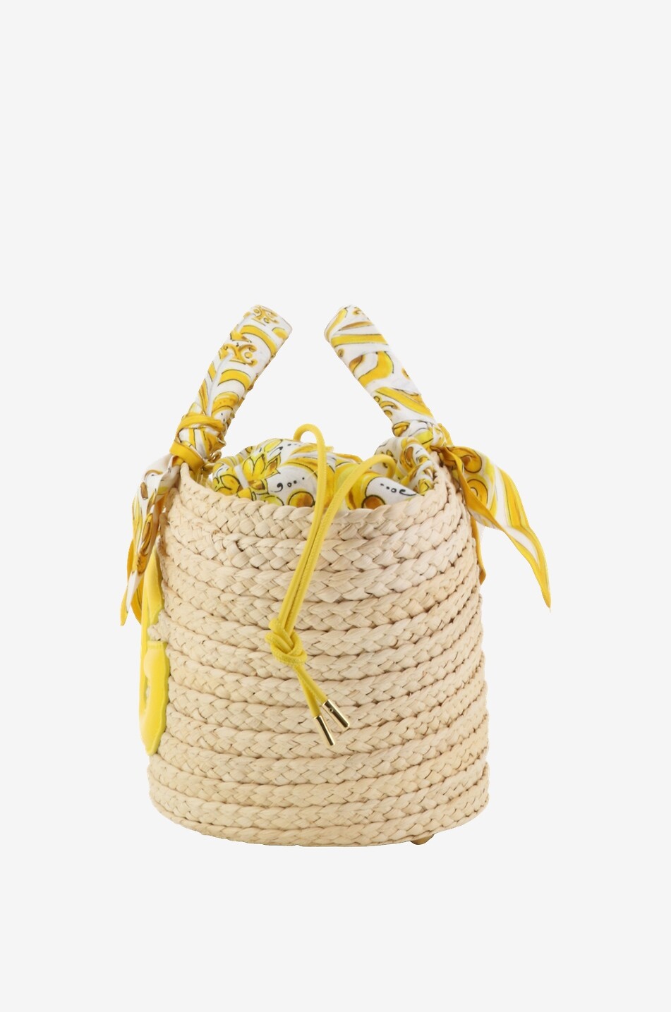 DOLCE & GABBANA Sac cabas tressé détails majoliques Kendra Small Femme JAUNE 4