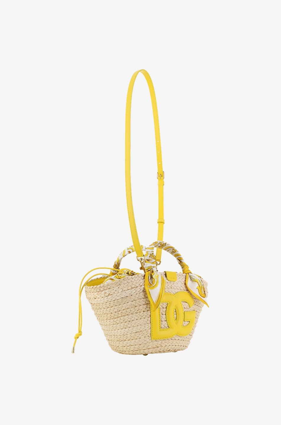 DOLCE & GABBANA Sac cabas tressé détails majoliques Kendra Small Femme JAUNE 5