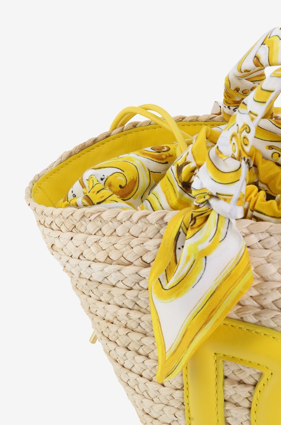 DOLCE & GABBANA Sac cabas tressé détails majoliques Kendra Small Femme JAUNE 6