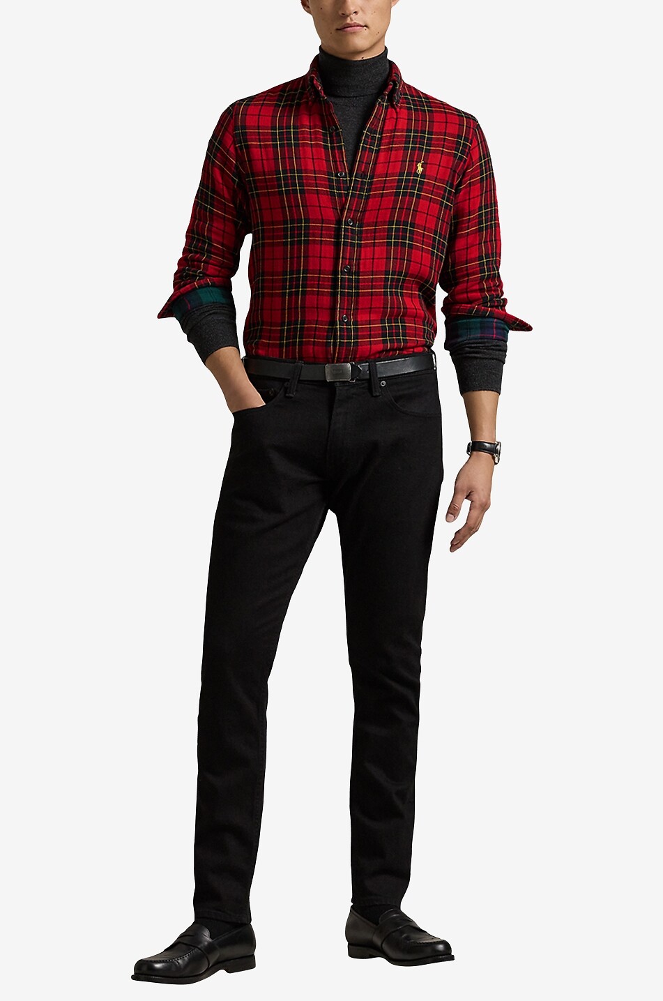 POLO RALPH LAUREN Custom Fit double-layer plaid shirt Men RED 4