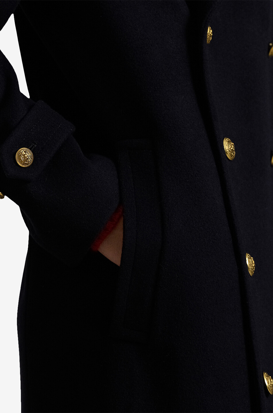 POLO RALPH LAUREN Taillierter zweireihiger Mantel aus Melton-Wolle Polo Damen SCHWARZ 6
