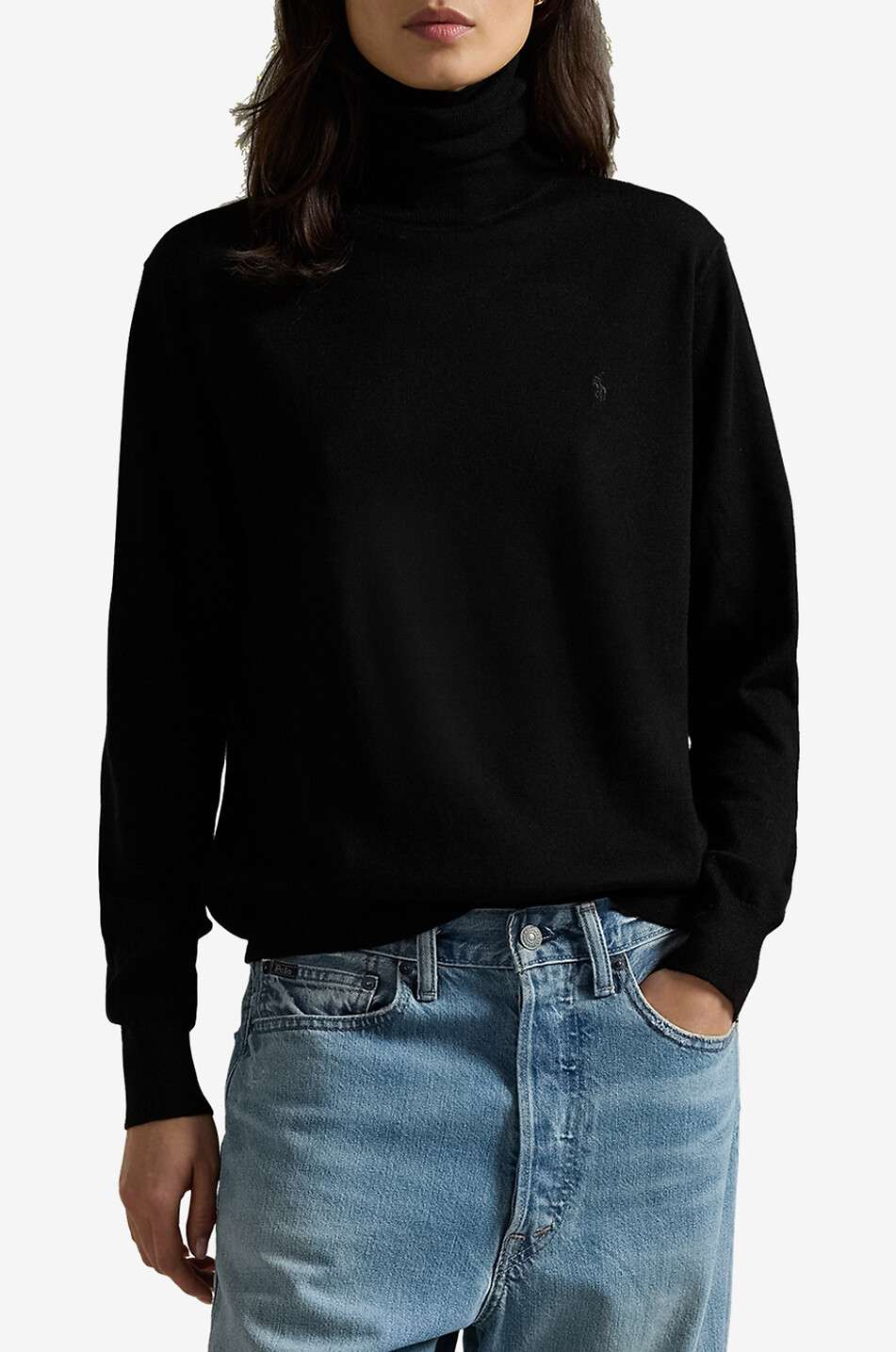 POLO RALPH LAUREN Weiter Merinowollpullover mit Rollkragen Pony Damen SCHWARZ 2