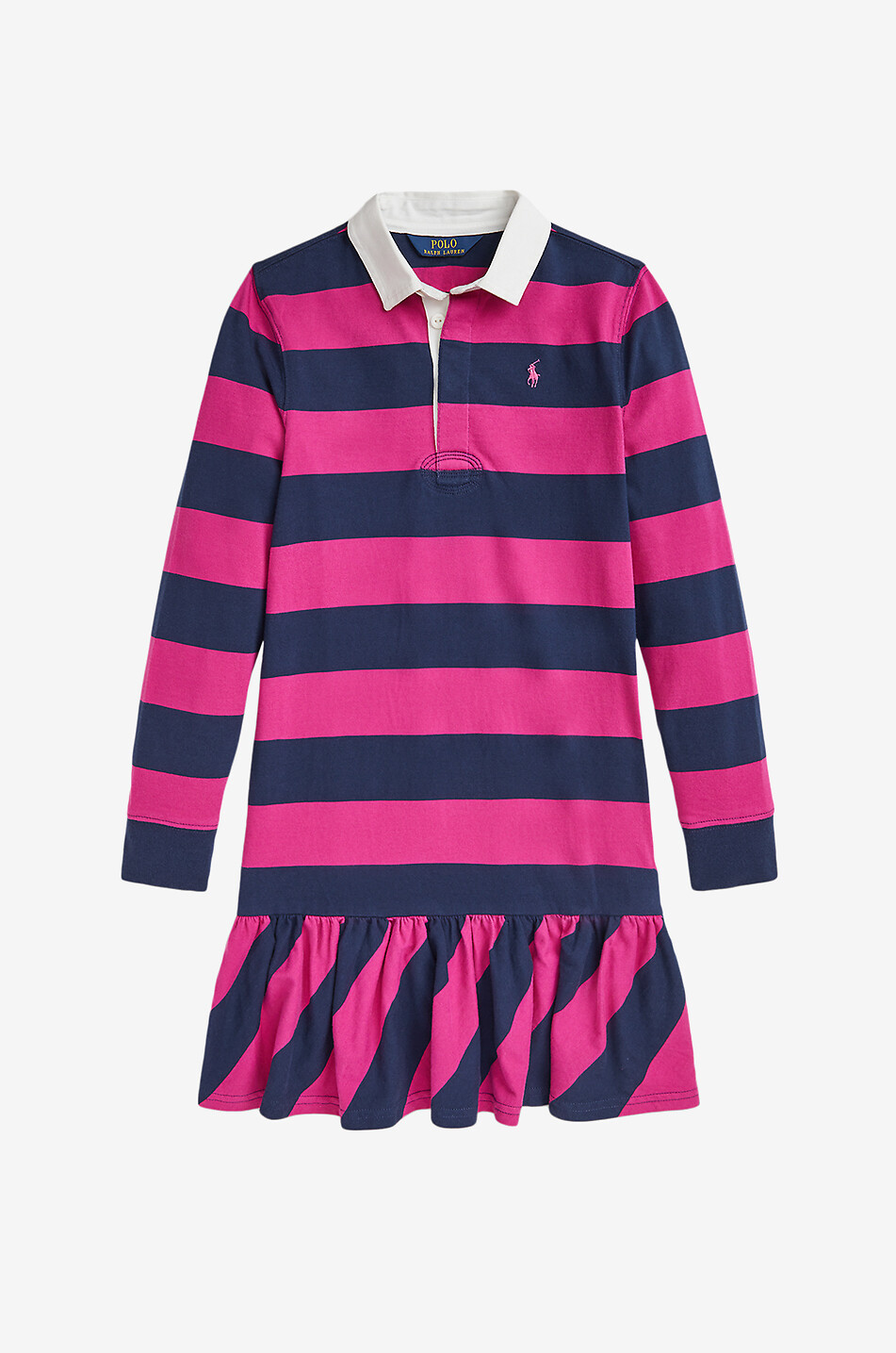 Rugby striped girls long sleeved polo dress