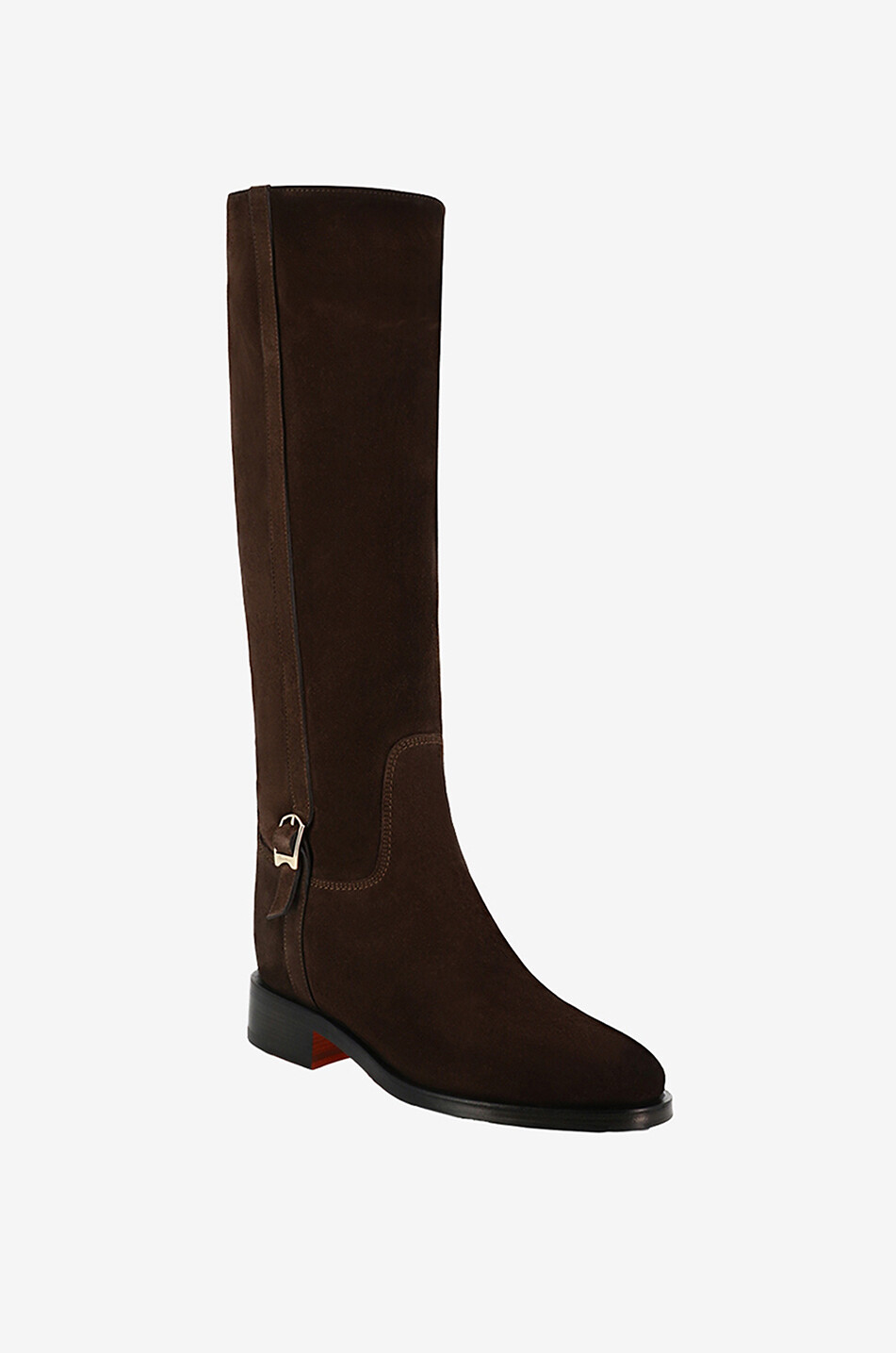 SANTONI Flache Reiterstiefel aus Wildleder Damen BRAUN 1