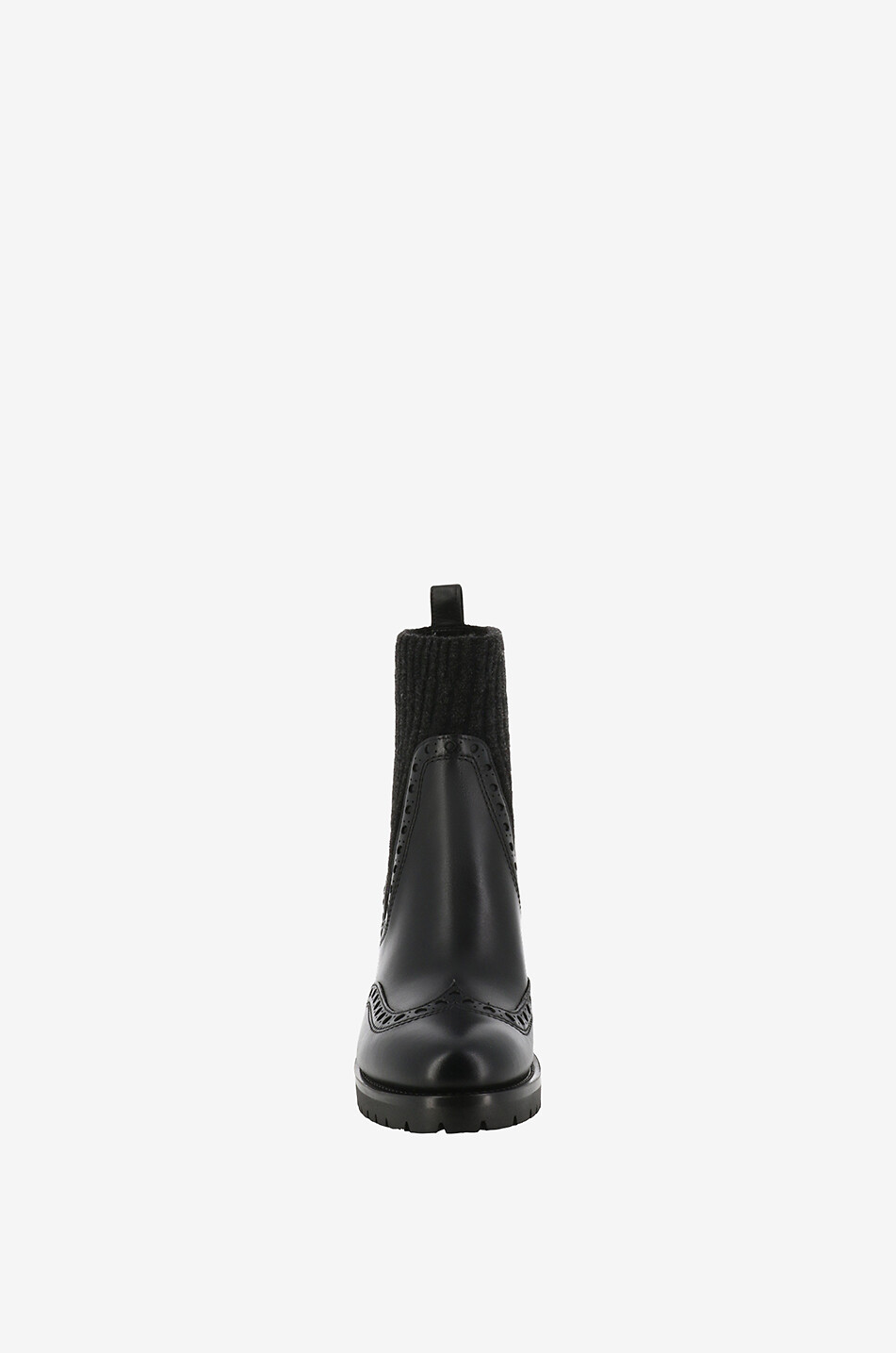 SANTONI Brogue 50 heeled leather and knit socks Women BLACK 2