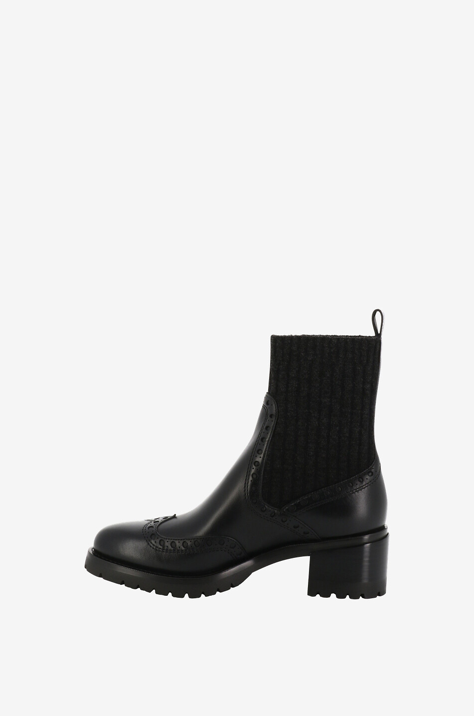 SANTONI Brogue 50 heeled leather and knit socks Women BLACK 4