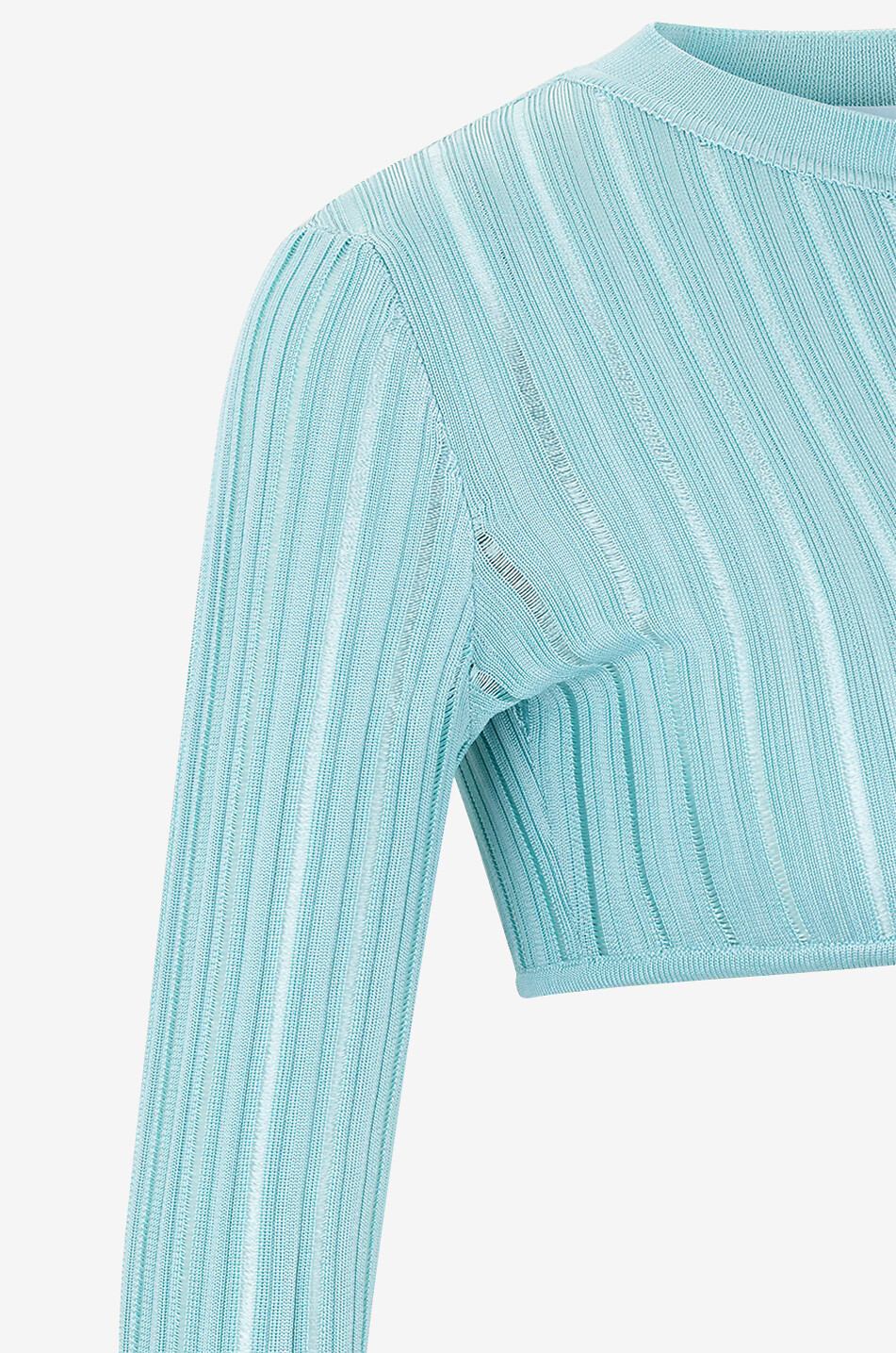 ALAÏA Crinoline cropped openwork cardigan Women LIGHT BLUE 3